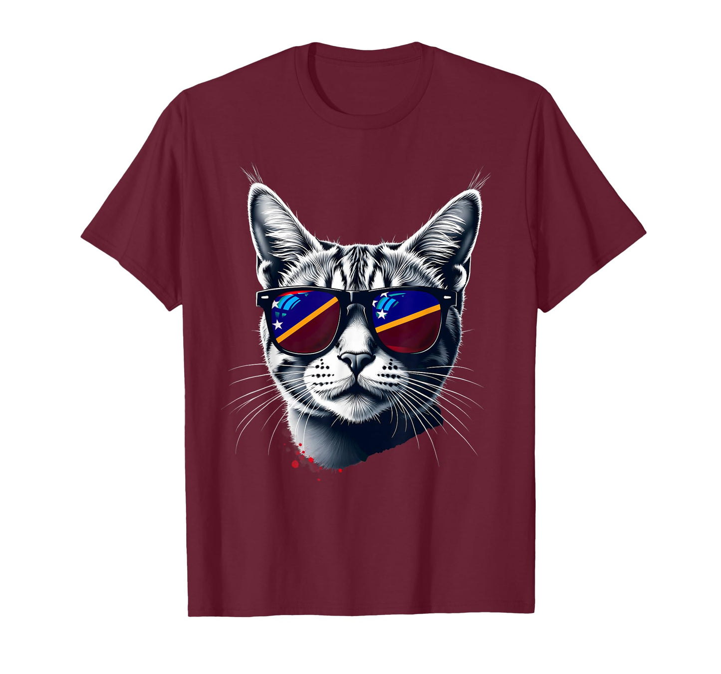 Patriotic Solomon Islands Tabby Cat Soloman Islander Flag T-Shirt
