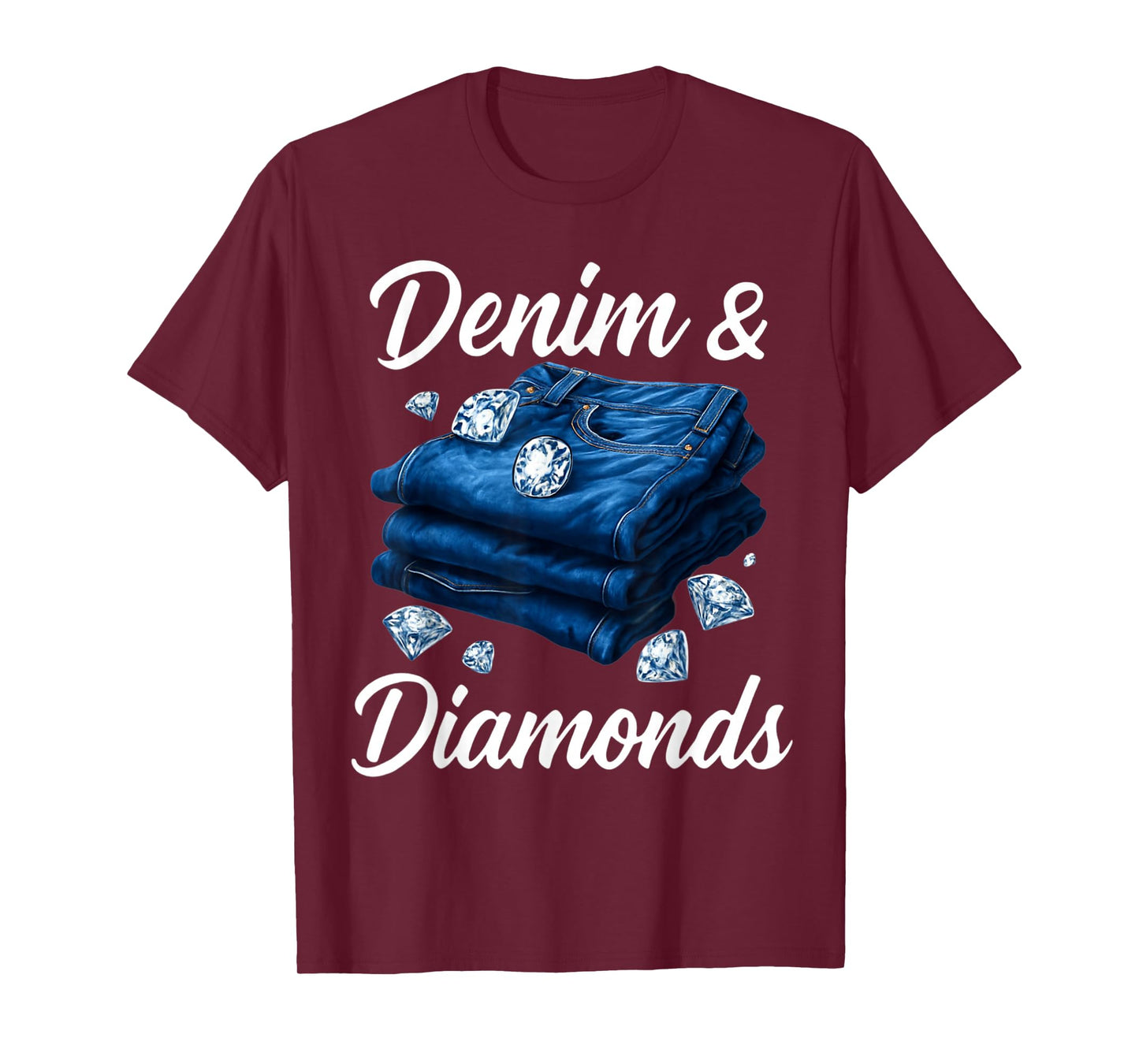 Denim and Diamonds Party Outfit Western Cowgirl Style Womens T-Shirt