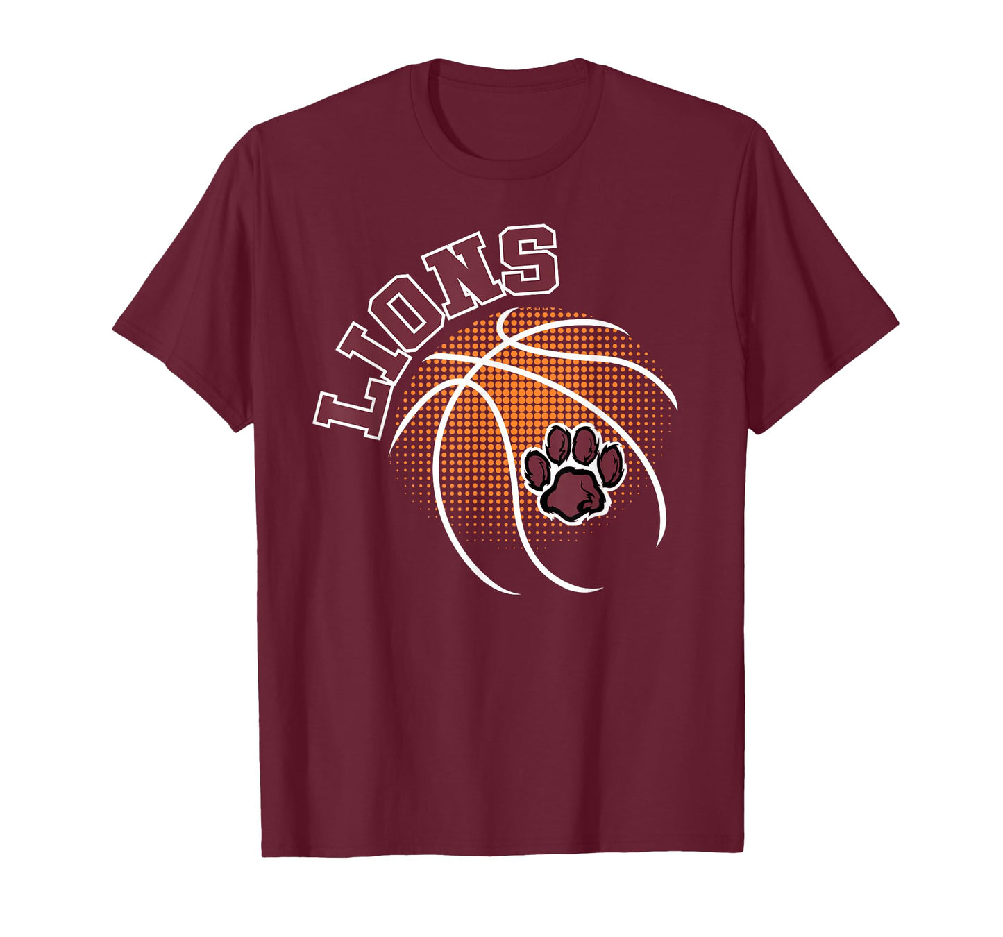 Lions Basketball Maroon Lion Pride School Spirit Mascot Lion T-Shirt