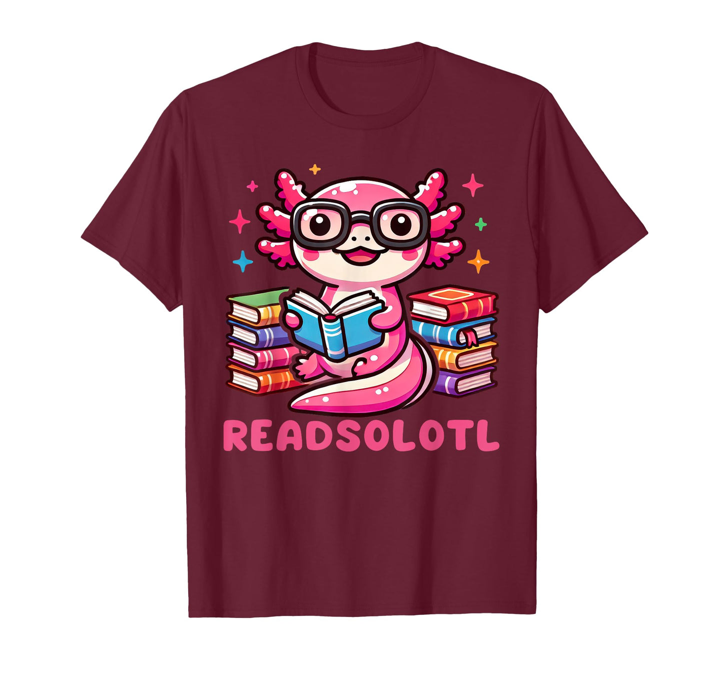 Kawaii Axolotl Readsolotl Book Lover Reading Bookworm Girls T-Shirt