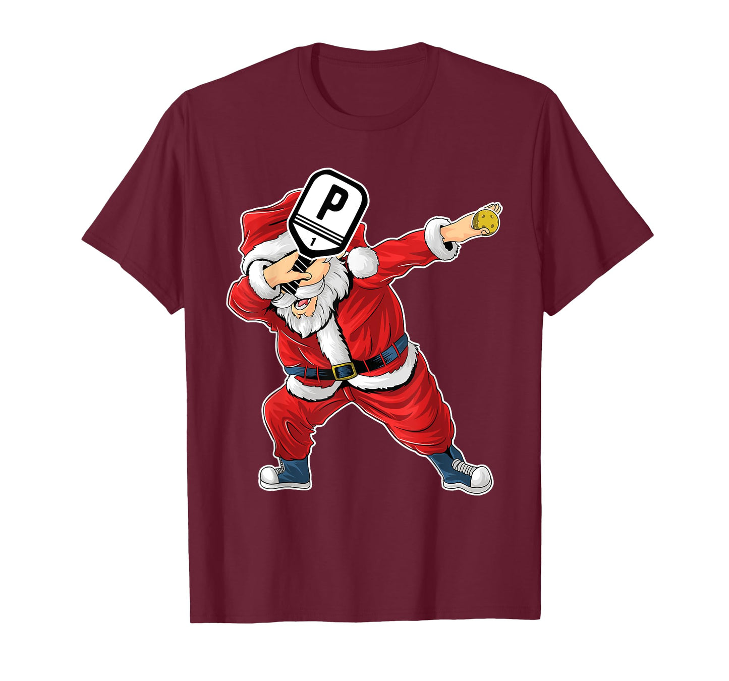 Santa Claus Pickleball Paddle Funny Pickleball Christmas T-Shirt