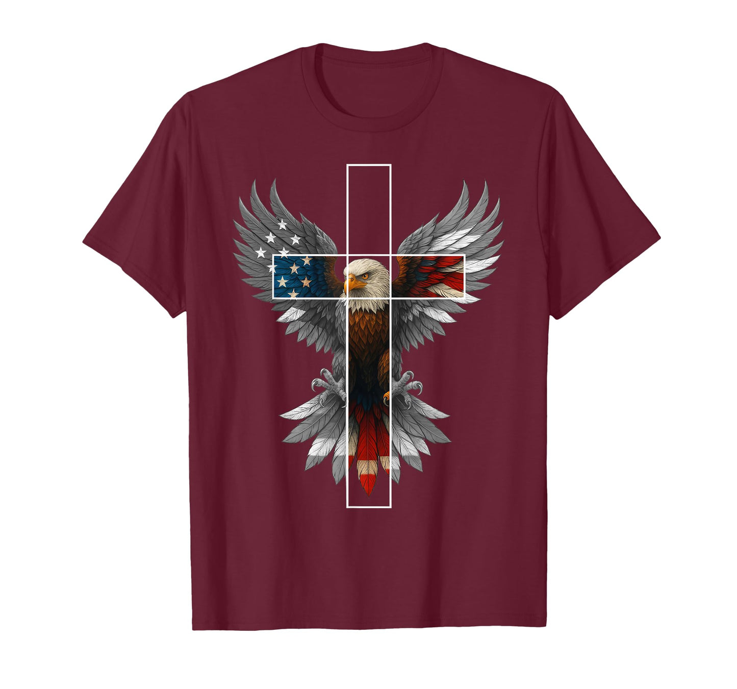 American Flag Eagle Cross Christian 4th Of July Patriotic T-Shirt