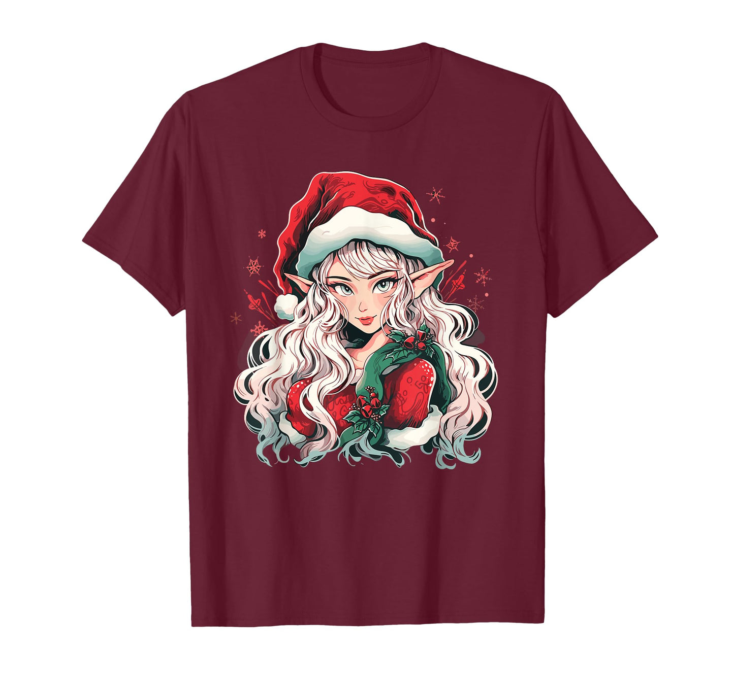 Christmas Elf Beautiful Anime Girl Cute Waifu Manga Graphic T-Shirt