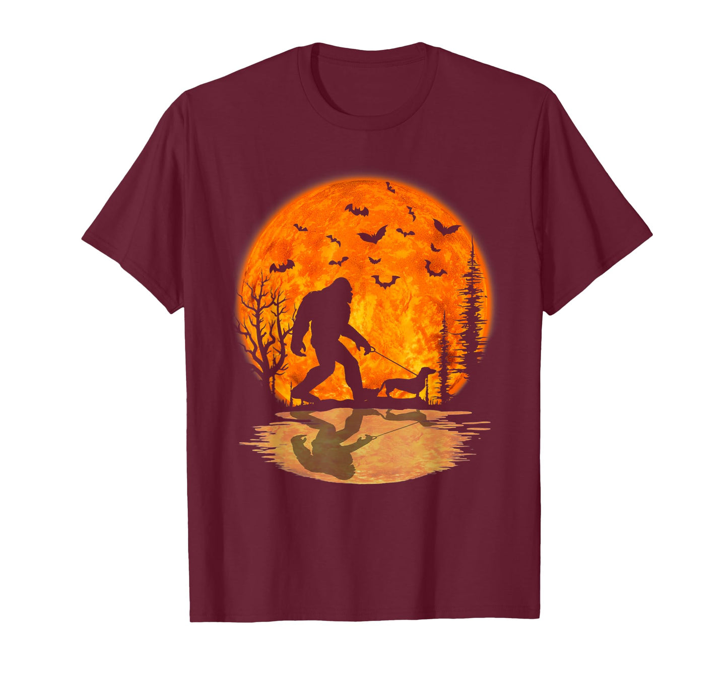 Bigfoot Walking Dachshund Funny Wiener Dog Halloween T-Shirt