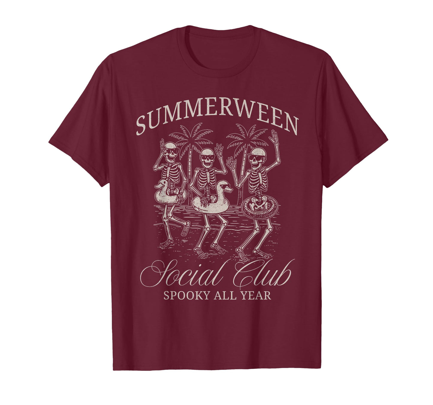 Summerween Social Club Skeleton Dancing Summer Halloween T-Shirt