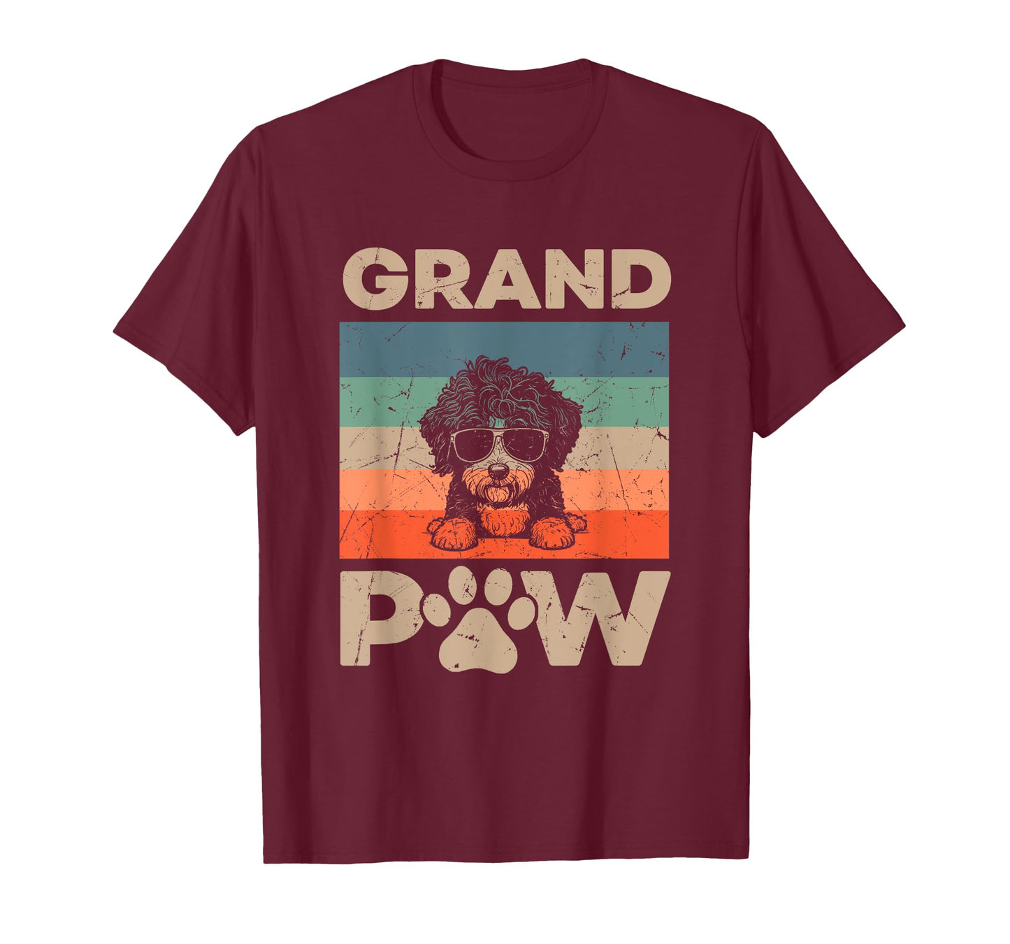 Retro Grand Paw Aussiedoodle Dog Grandpaw Grandpa Christmas Men Women Kids T-Shirt