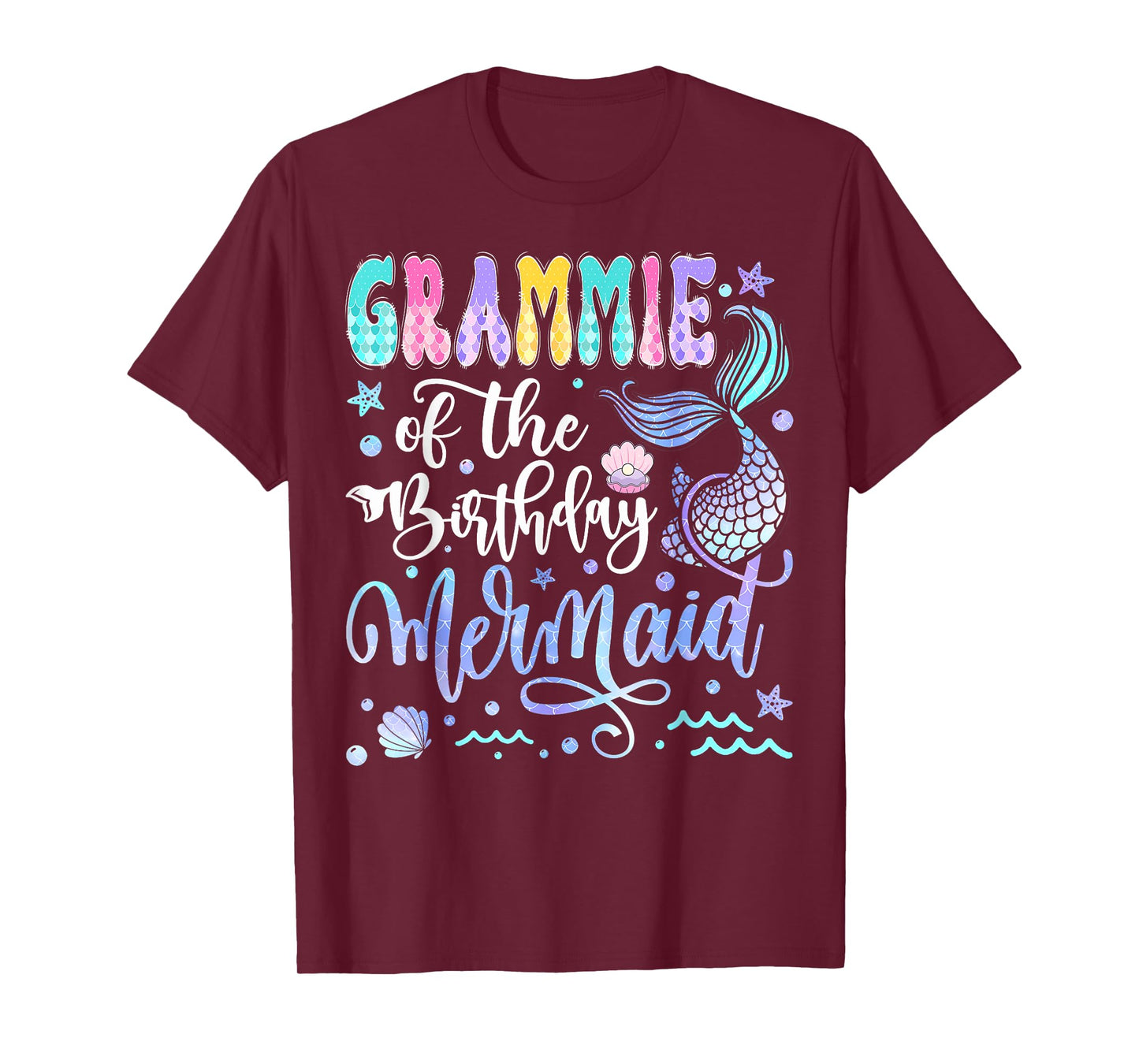 Grammie Of The Birthday Mermaid Bday Girl Groovy T-Shirt