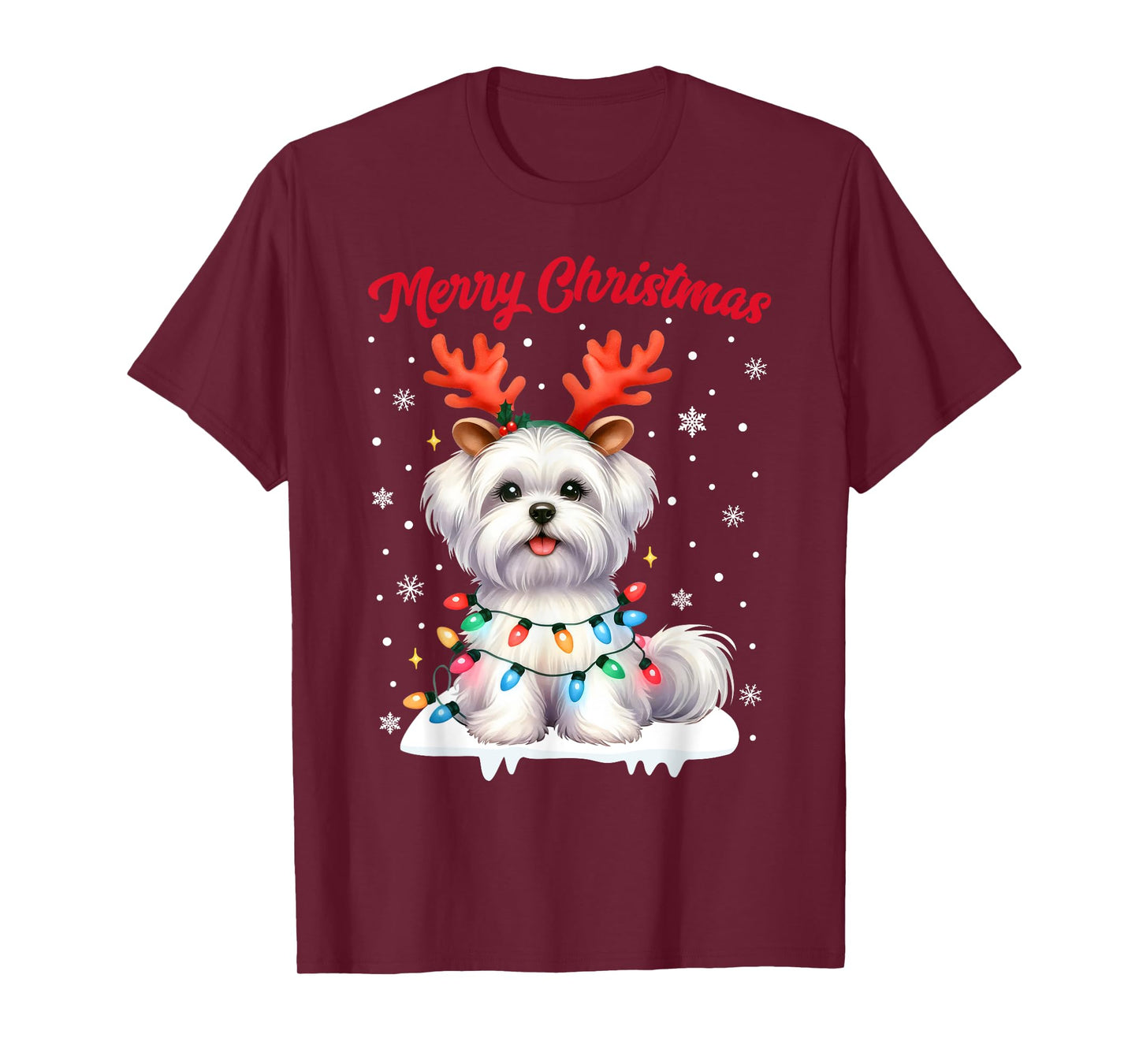 Christmas Pajamas Men Women Kids Maltese Dog Christmas T-Shirt