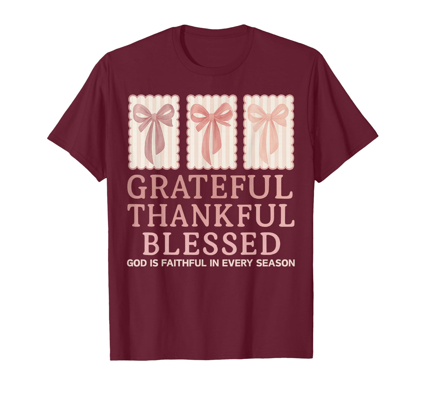Grateful Thankful Blessed Coquette Fall Vibes Thanksgiving T-Shirt