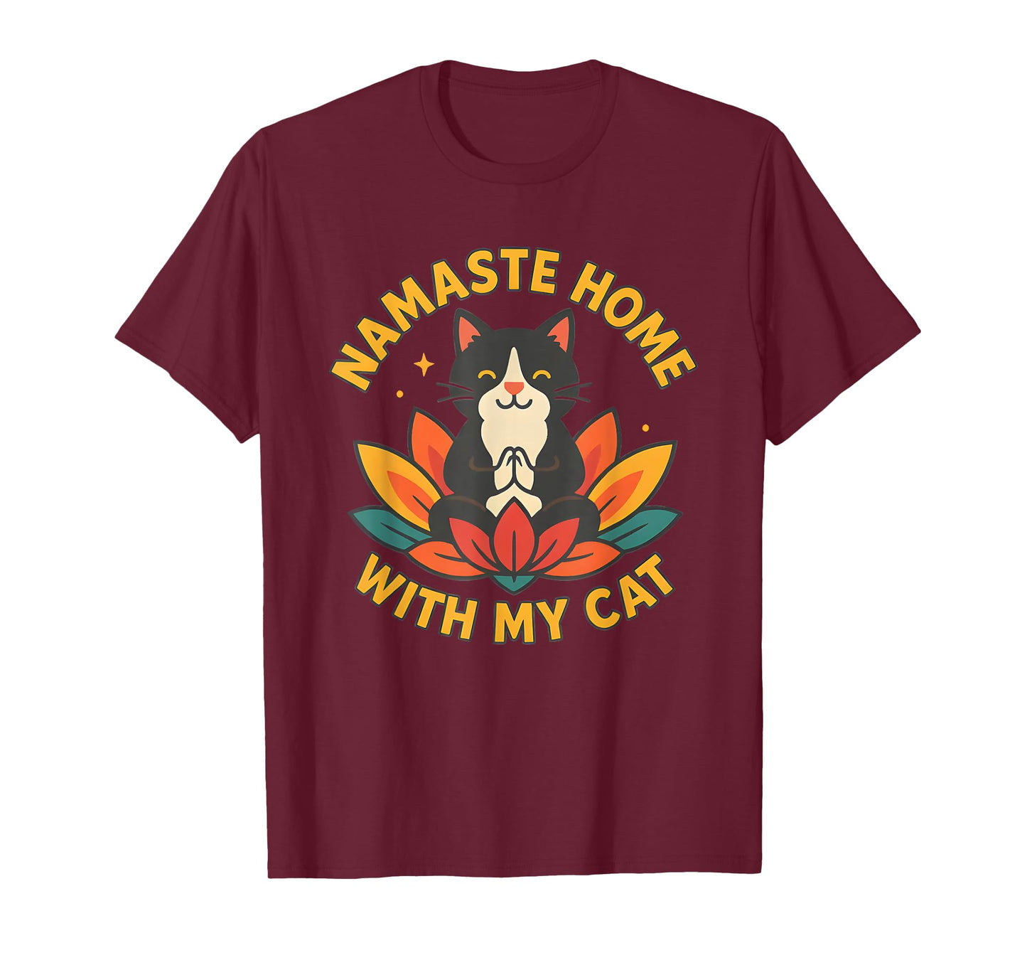 Namaste Home with My Cat Cute Yoga Meditation Cat Lover T-Shirt