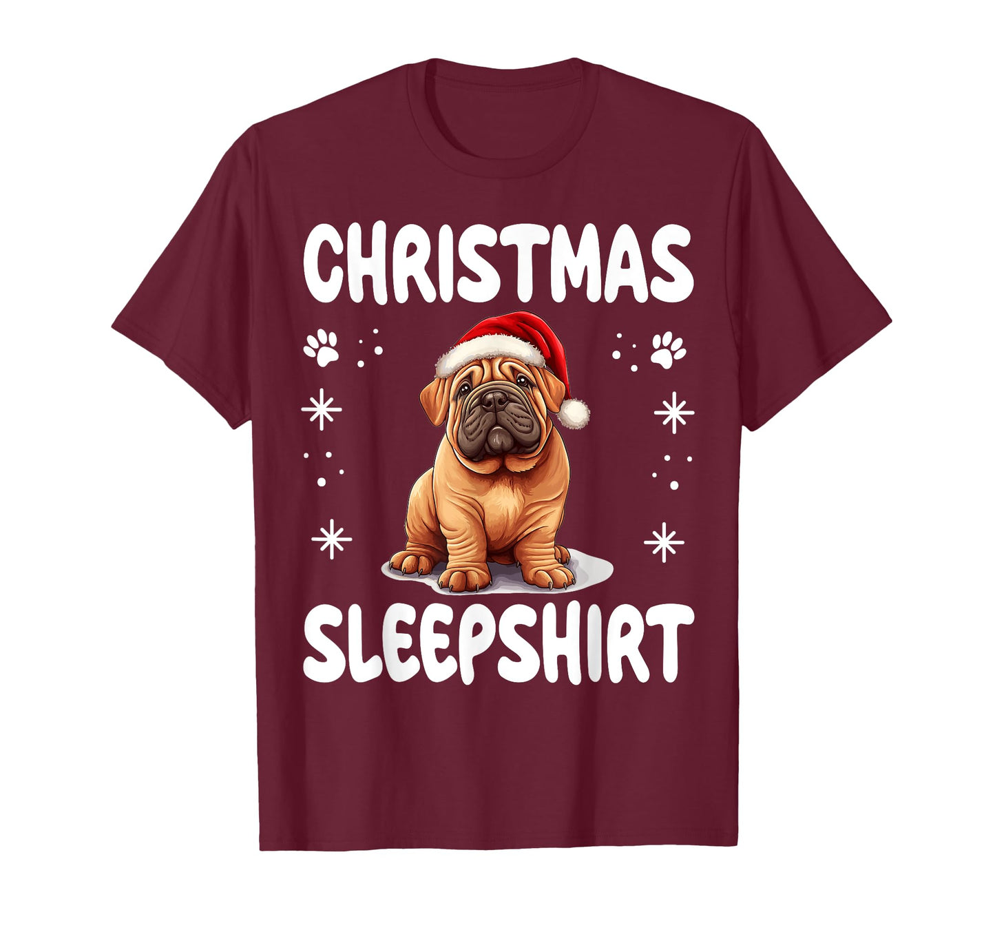 Chinese Shar-Pei Dog Nightgown Pajama Christmas Sleepshirt T-Shirt for Men Women Kids