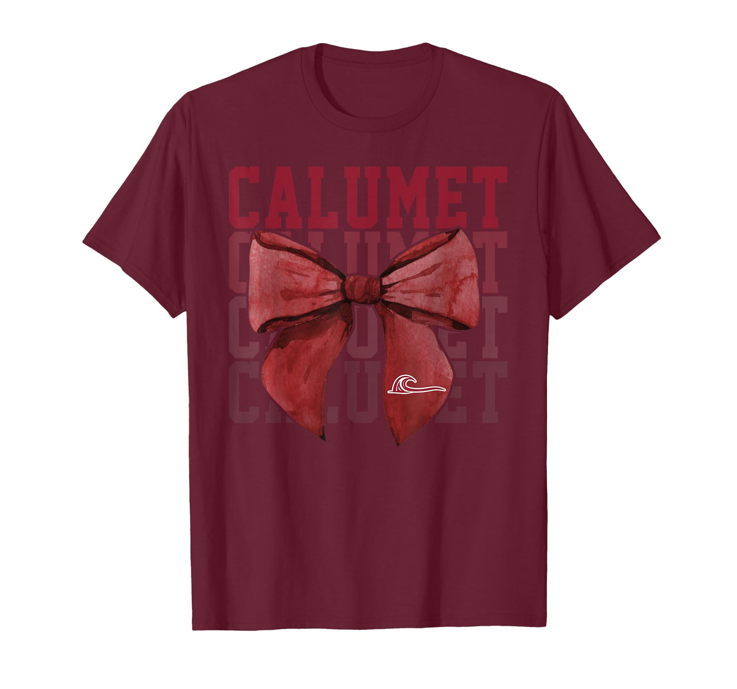 Calumet College Crimson Wave Bow Vintage Athletics Girls T-Shirt