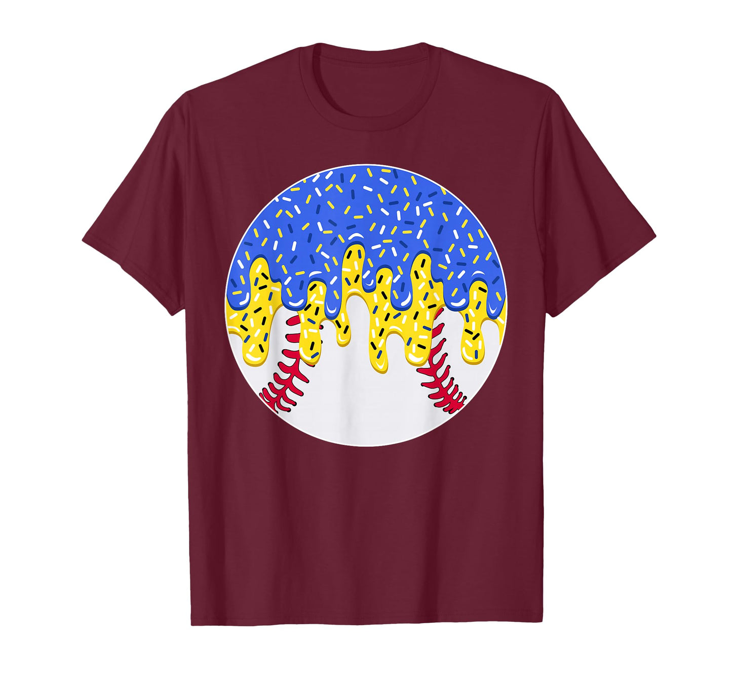 Baseball Blue and Gold Ice Cream Drip with Sprinkles T-Shirt