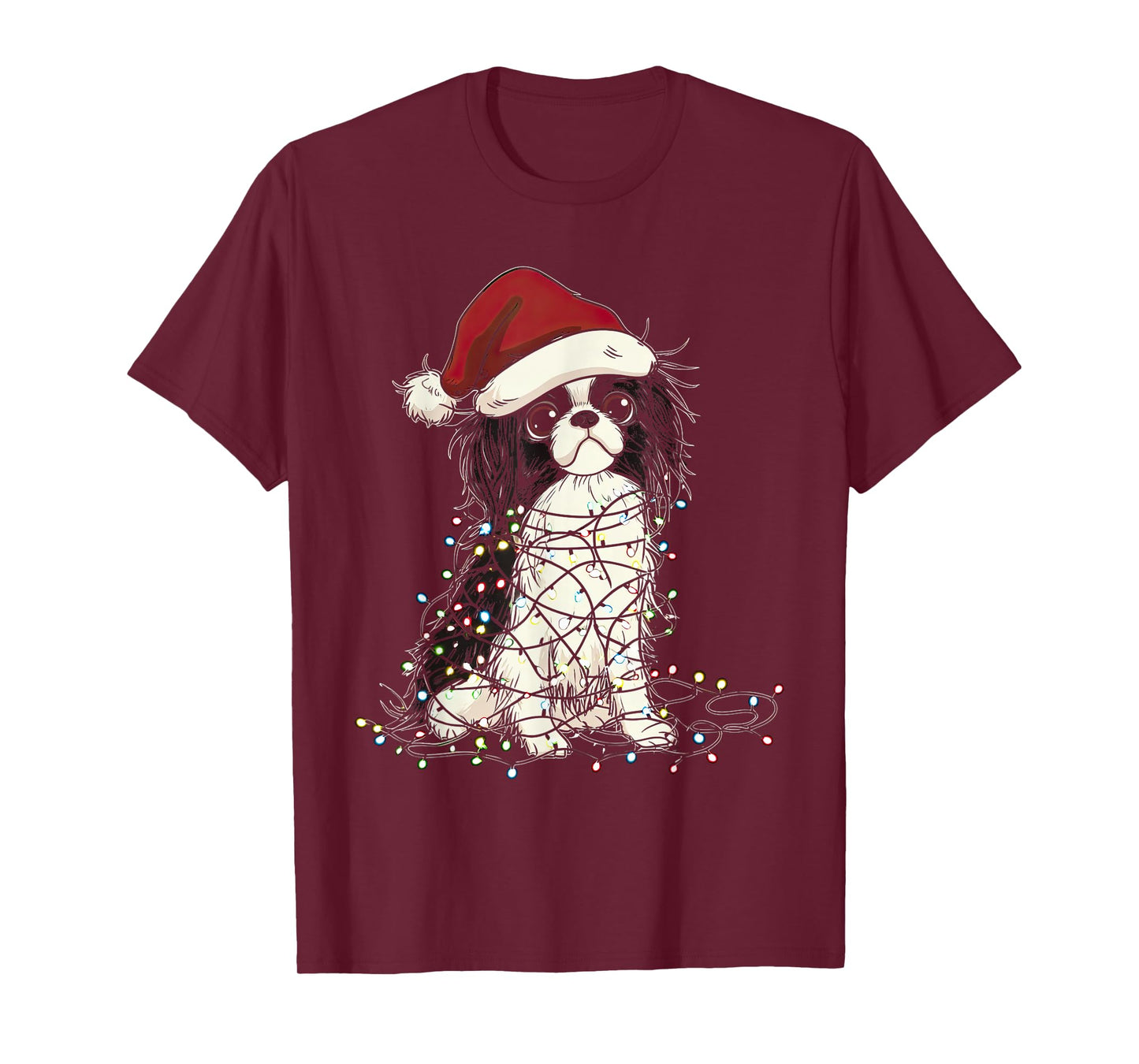Funny Japanese Chin Christmas Graphics Dog Lights Lover T-Shirt
