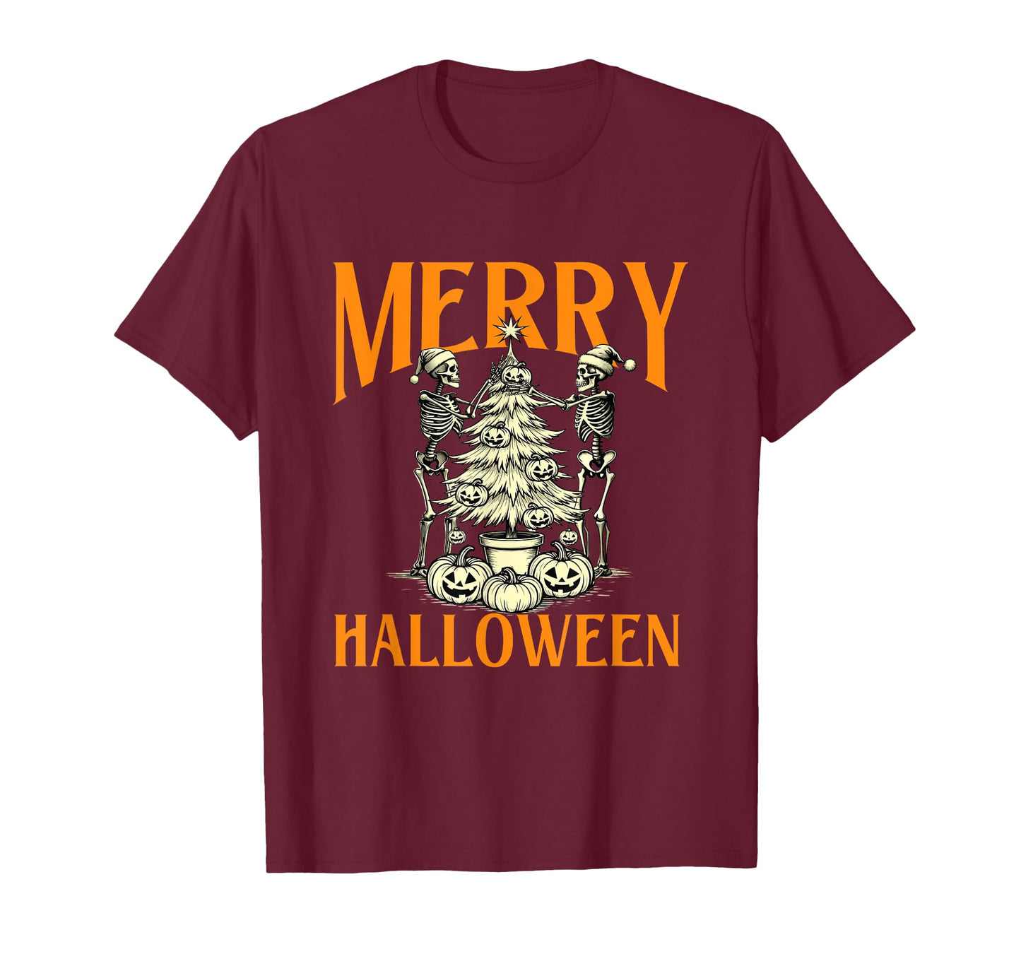 Merry Halloween - Spooky Witch Halloween Skeleton T-Shirt