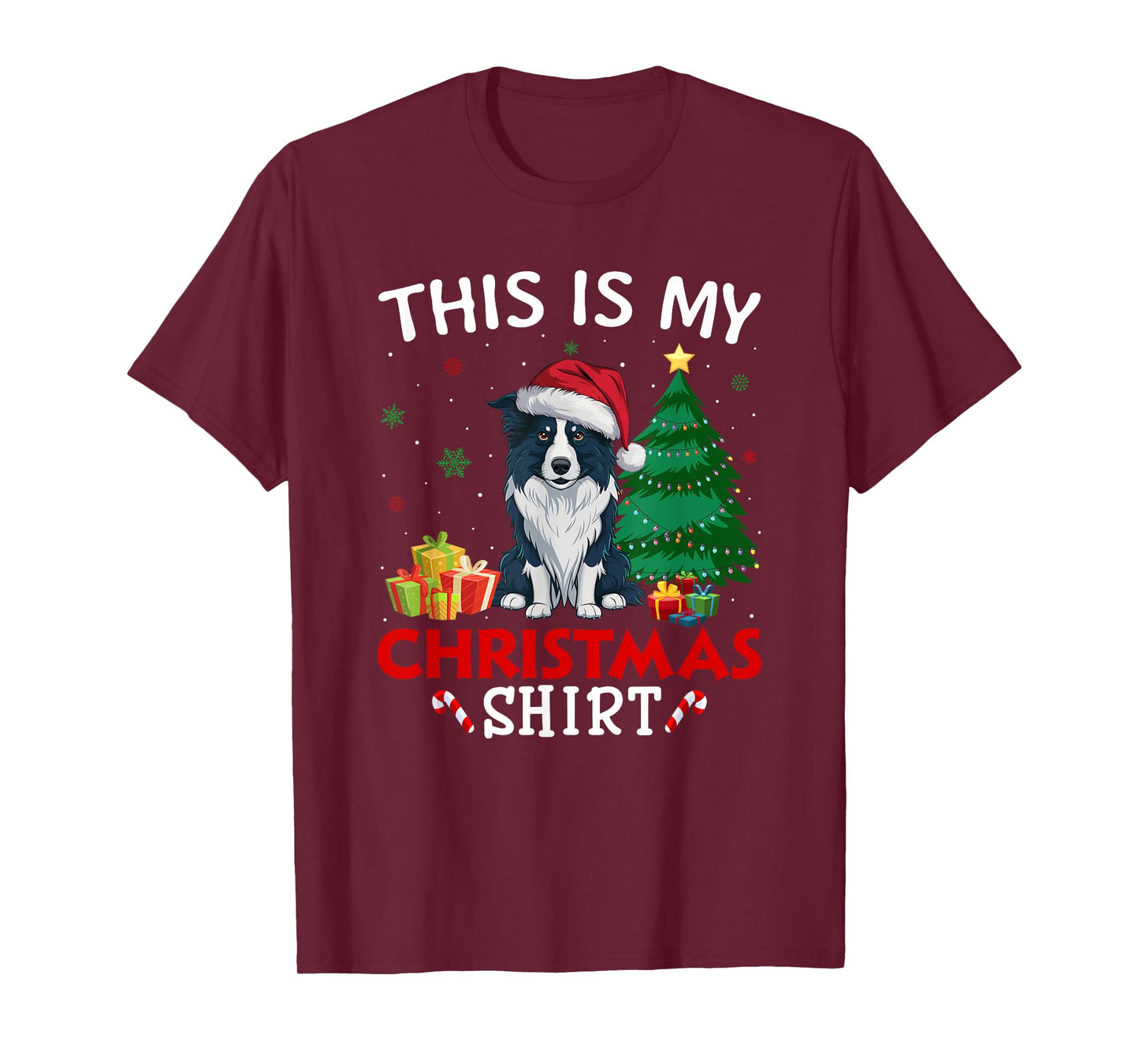 This is My Border Collie Dog Santa Hat Christmas Pajama T-Shirt