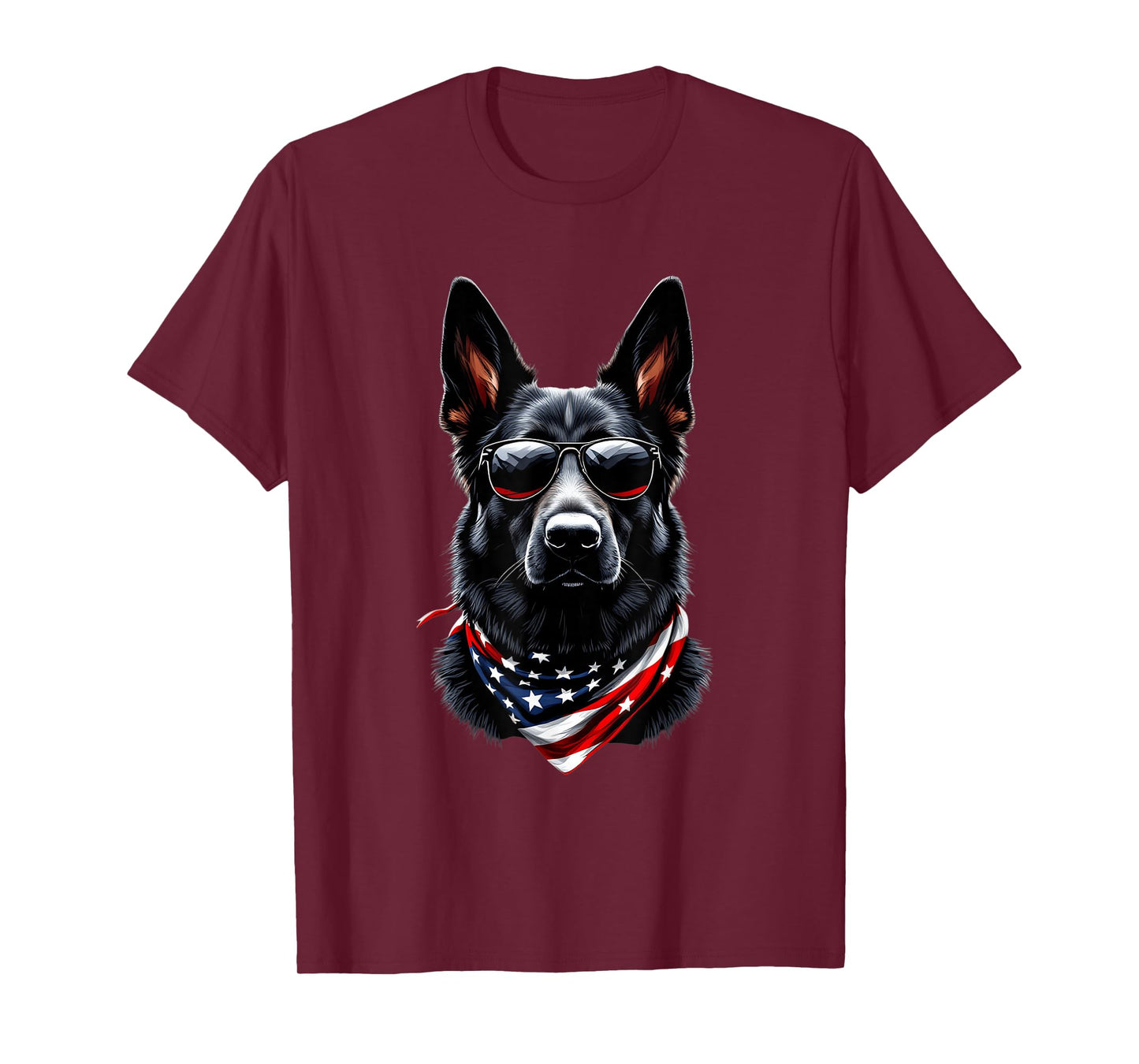 Black German Shepherd American Flag 4th July German Shepherd T-Shirt
