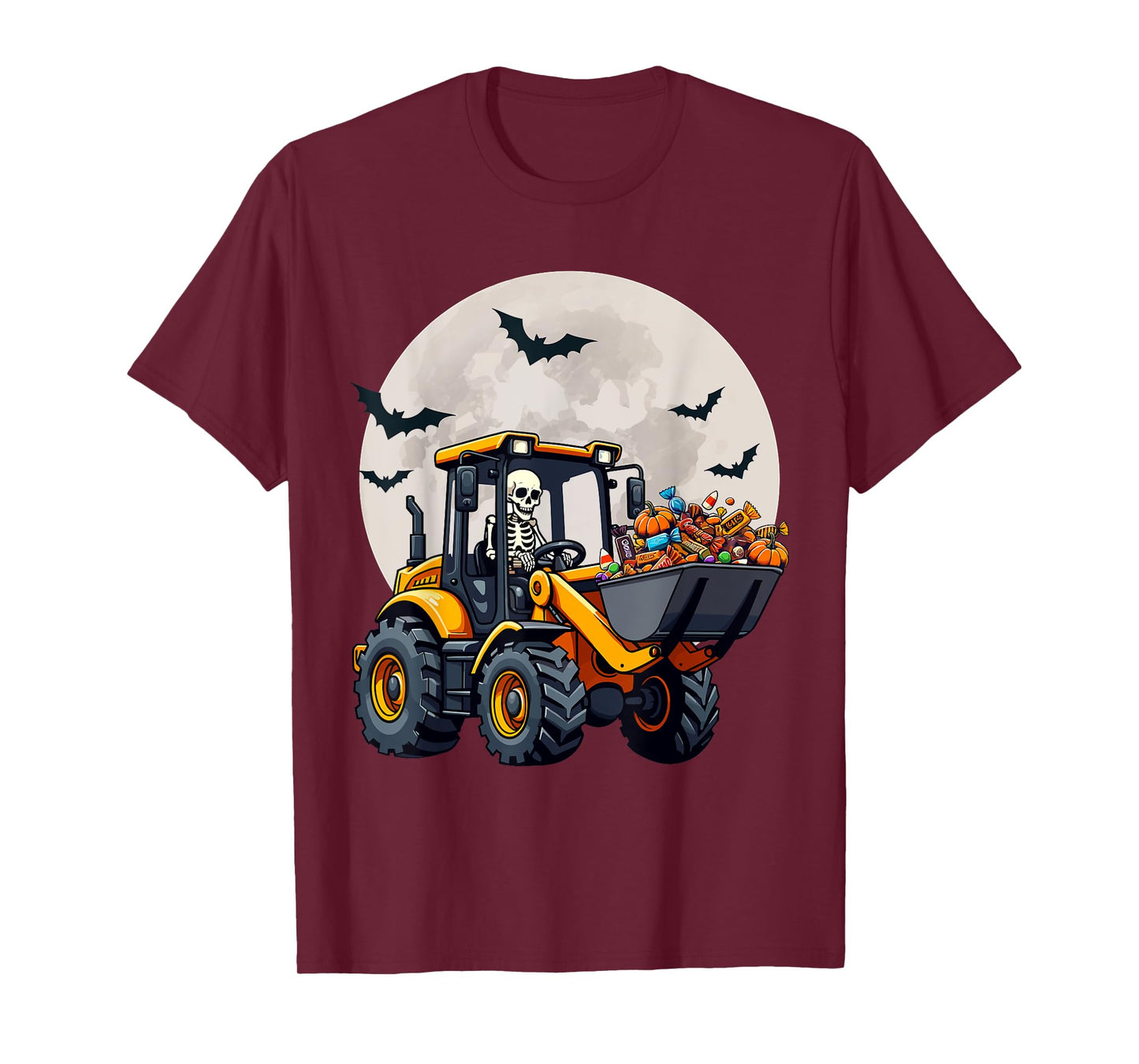 Skeleton Driving Candy Loader Kids Halloween Truck Costume T-Shirt
