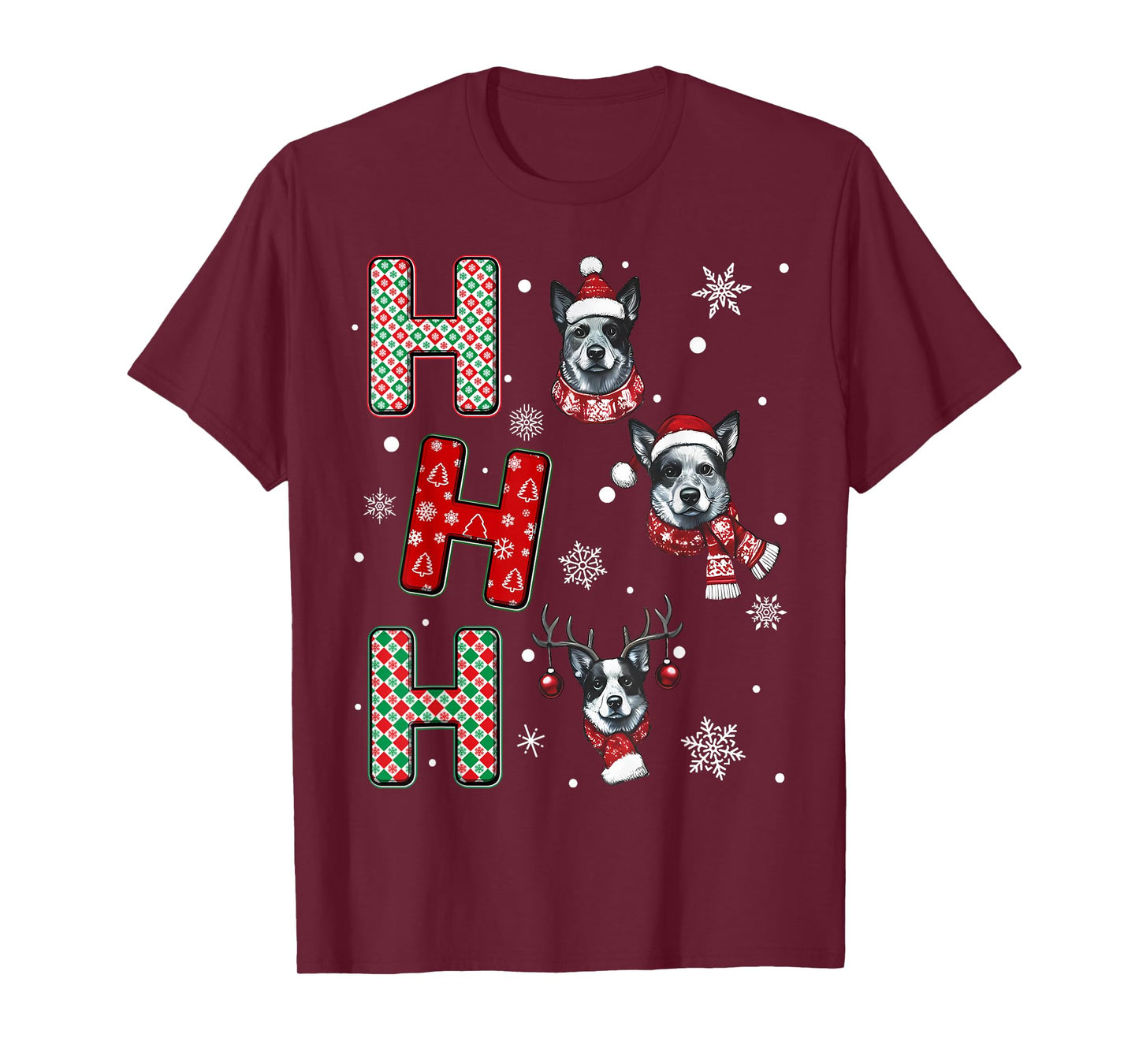 Ho Ho Ho Blue Heeler Dog Matching Christmas Santa Elf Xmas T-Shirt
