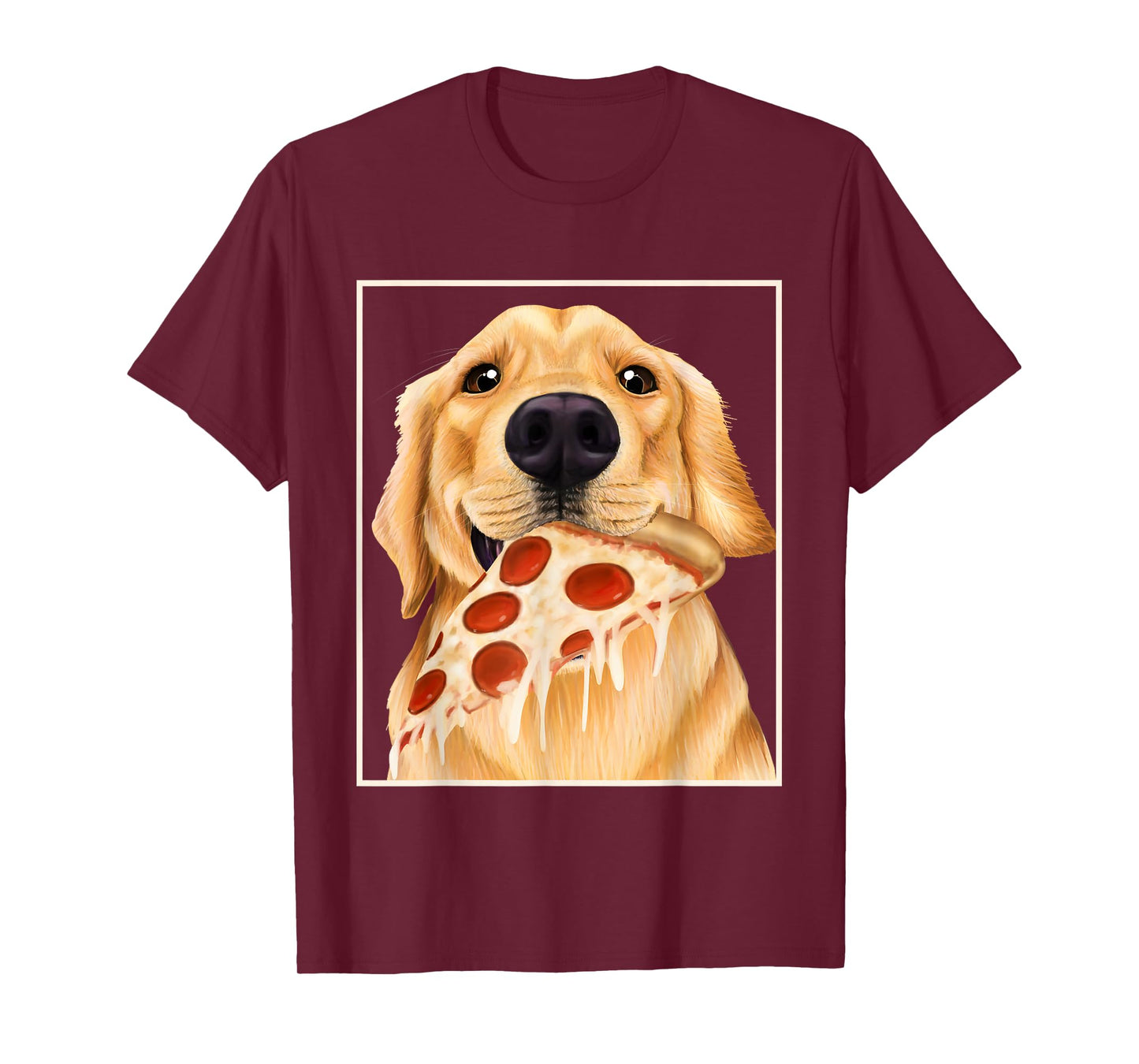 Golden retriever eating pizza dog with a slice T-Shirt