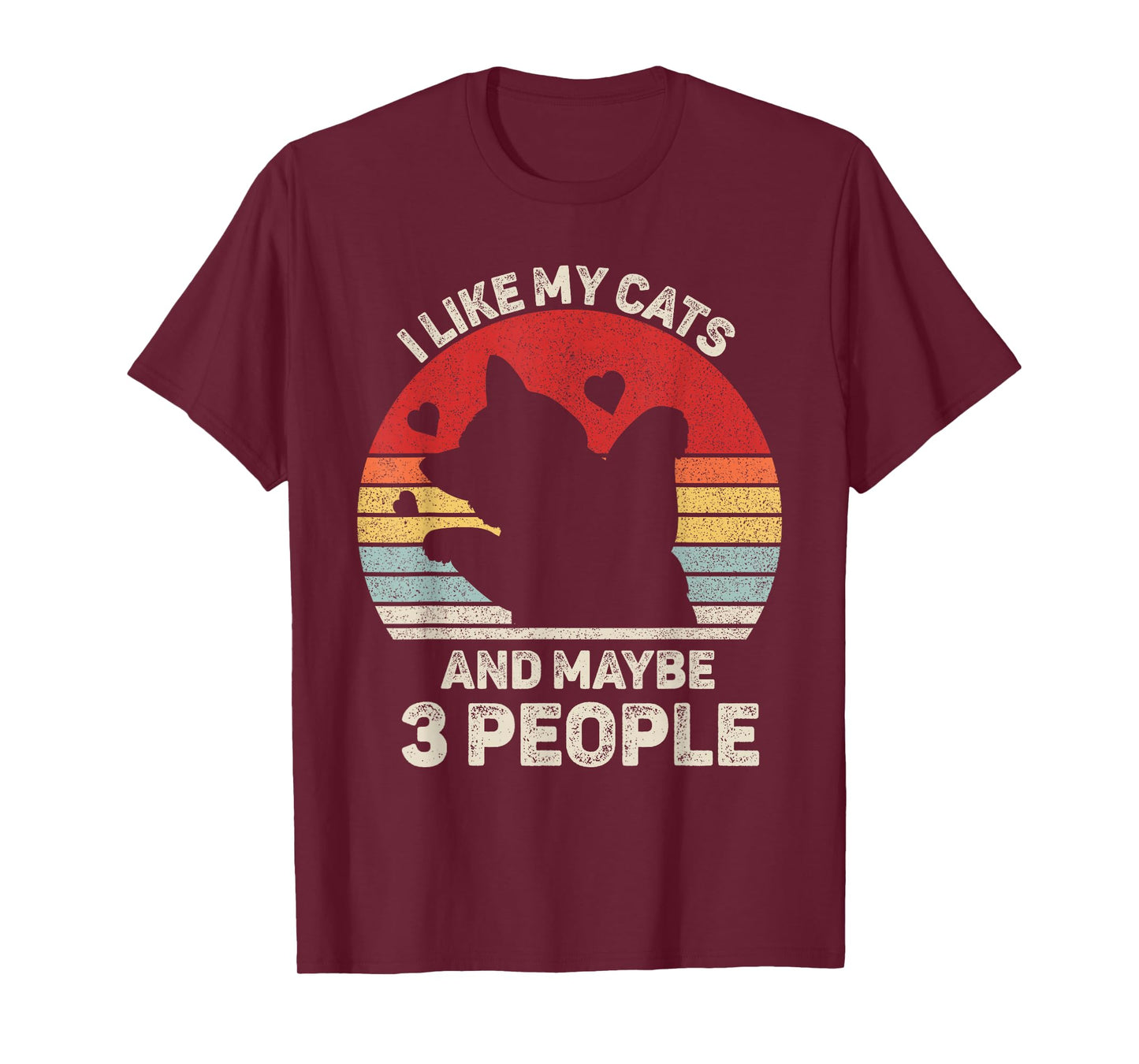 Vintage Retro I Like My Cats and Maybe 3 People Funny Cat T-Shirt
