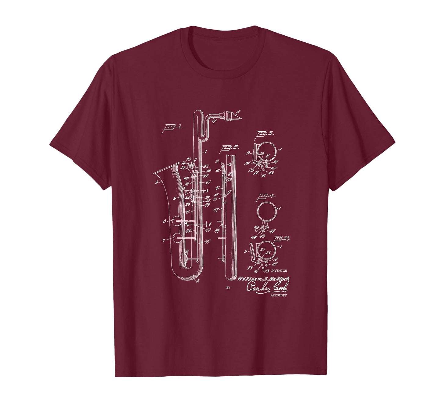 Saxophone Bari Sax Patent Style Cool Saxophonist T-Shirt