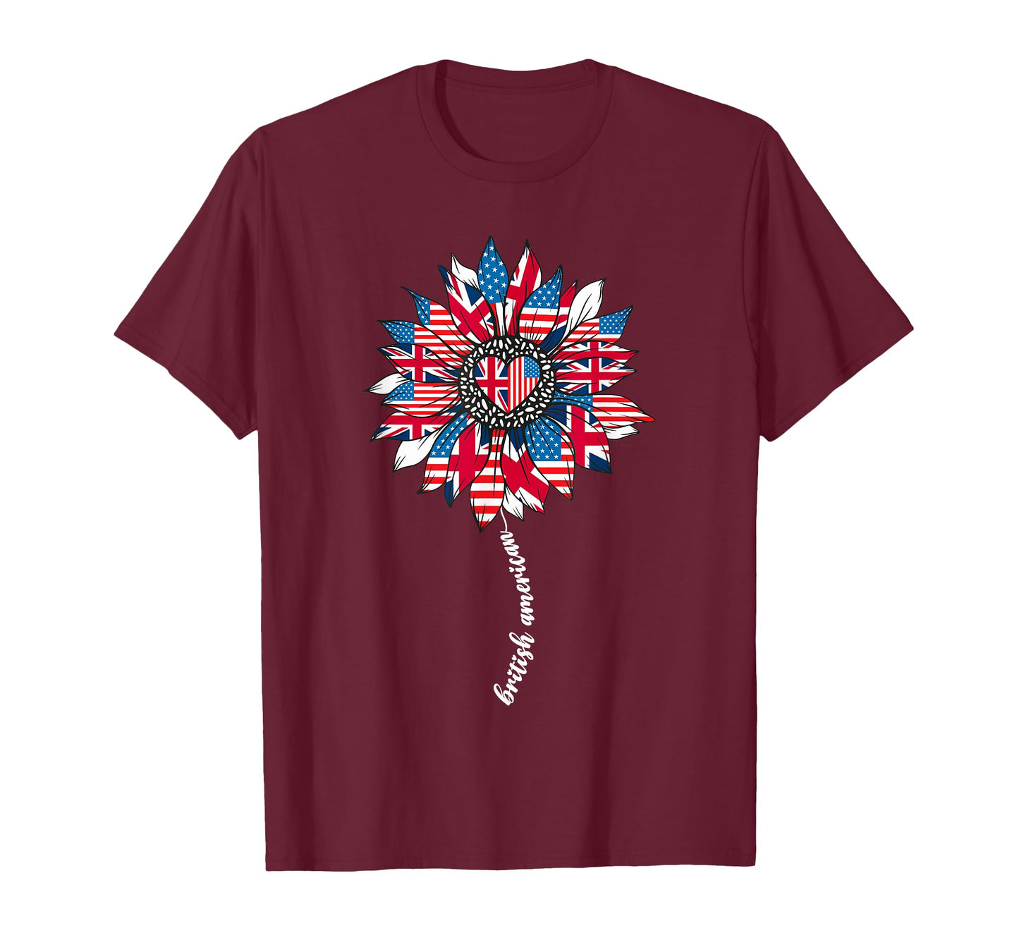 Half American And British America Great Britain UK USA Flag T-Shirt