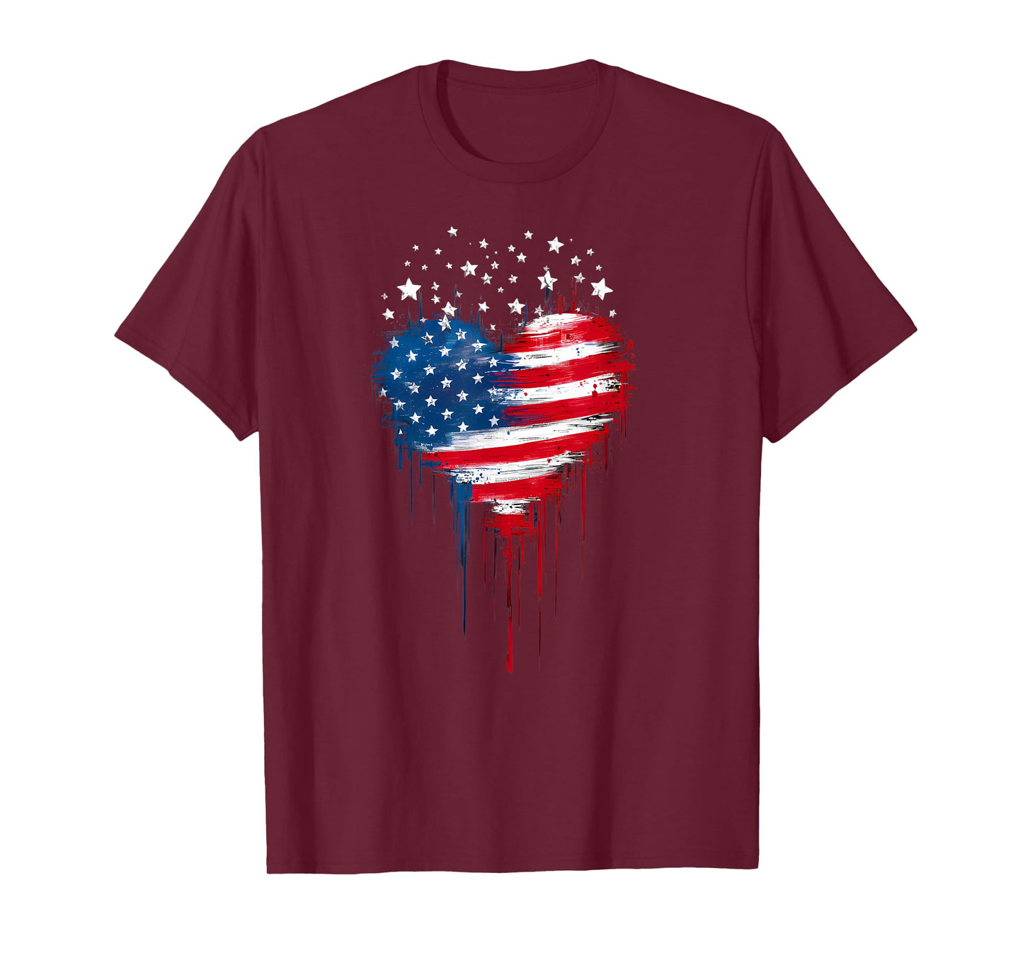 USA Flag Patriotic American Heart Armed Forces 4th of July T-Shirt