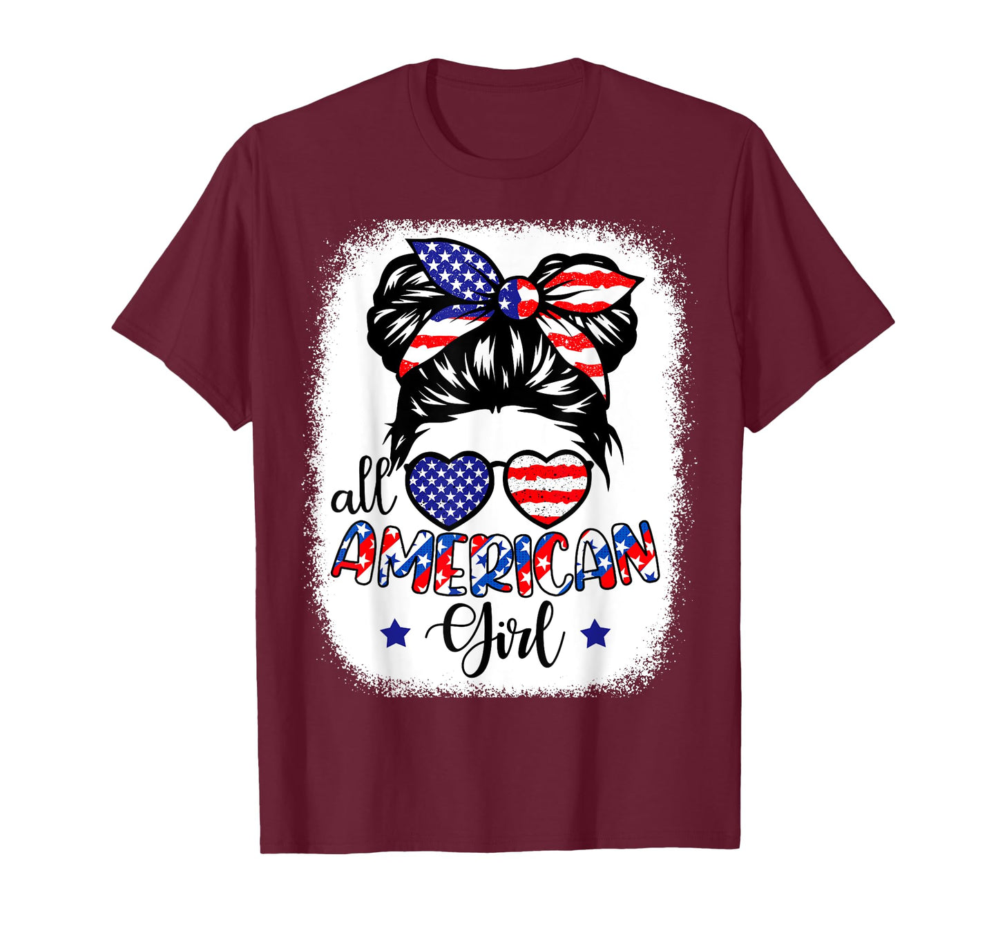 All American Girl Shirt USA Flag 4th July Women Kids Patriot T-Shirt