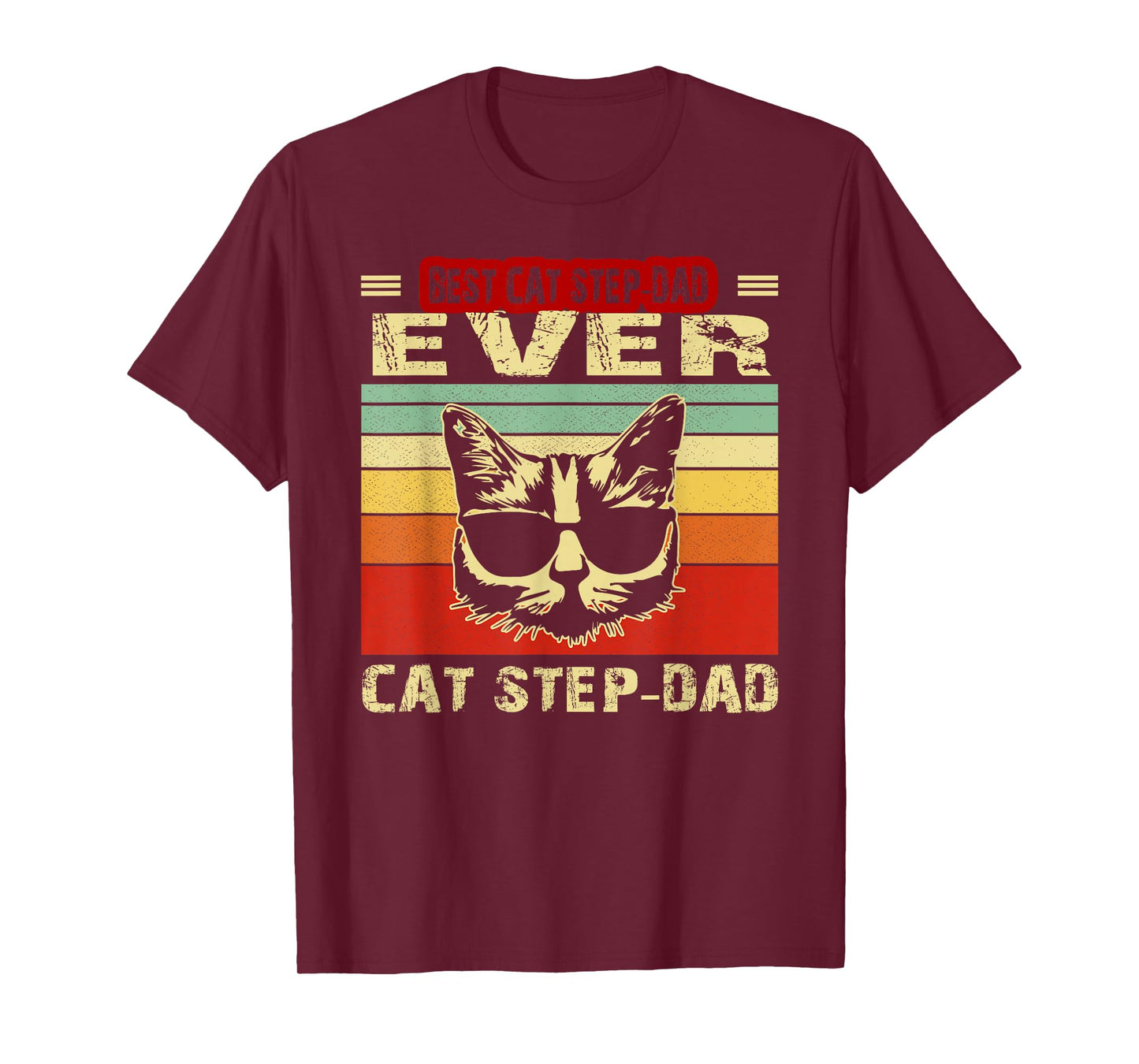 Vintage Best Cat Step-Dad Ever Shirt Cat Step-Dad Fathers Men T-Shirt
