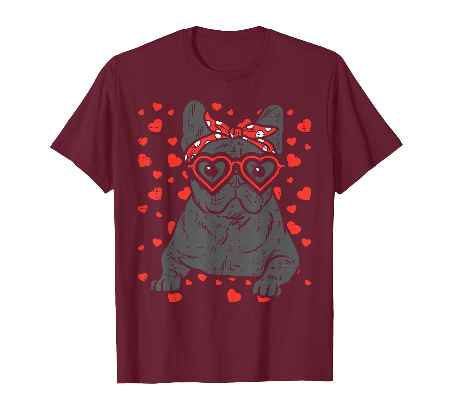 French Bulldog Heart Glasses Valentine Day Frenchie Dog Gift T-Shirt