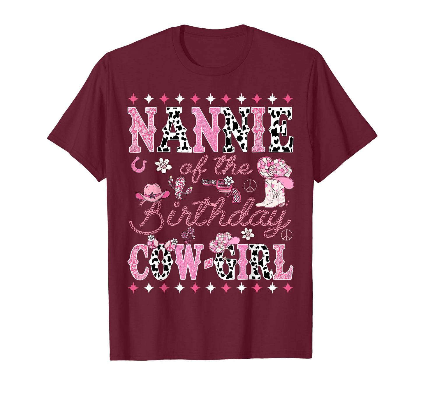 Nannie Of The Birthday Cow Girl Pink Rodeo Nannie T-Shirt