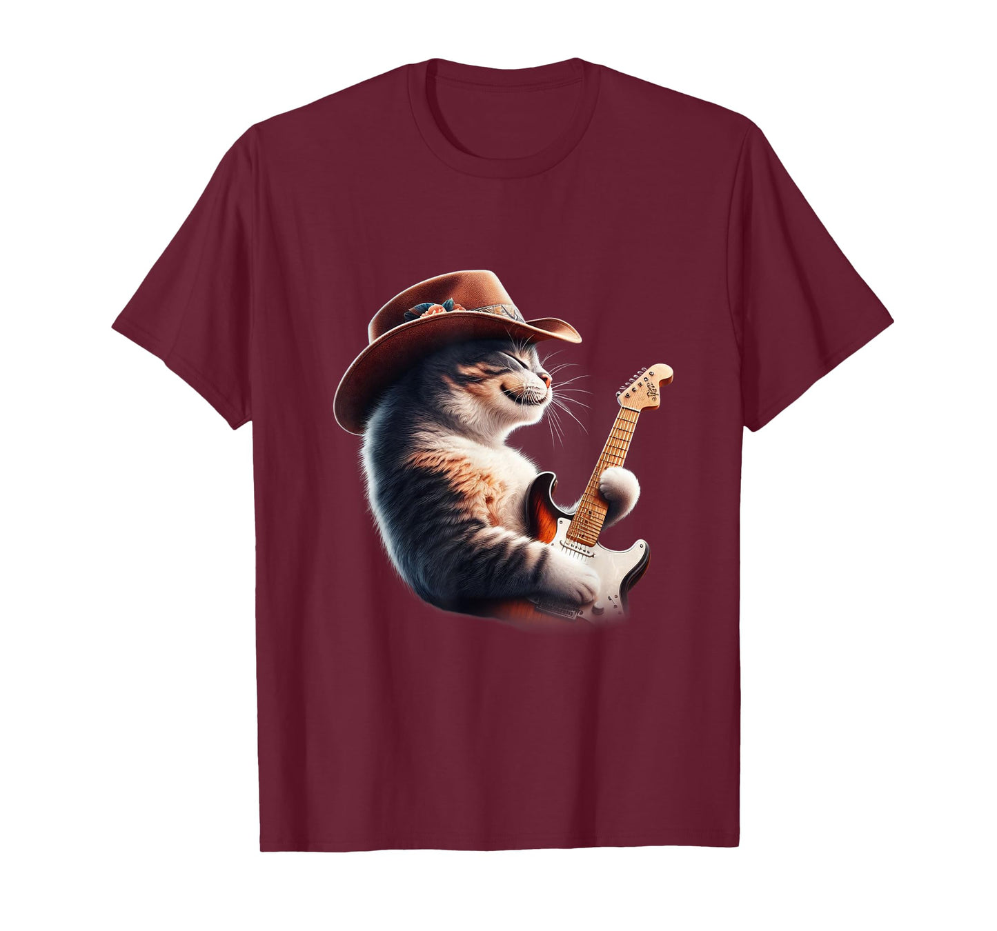 Cat Playing Guitar - Funny Rock Music Guitar Cat Men Women Kids T-Shirt