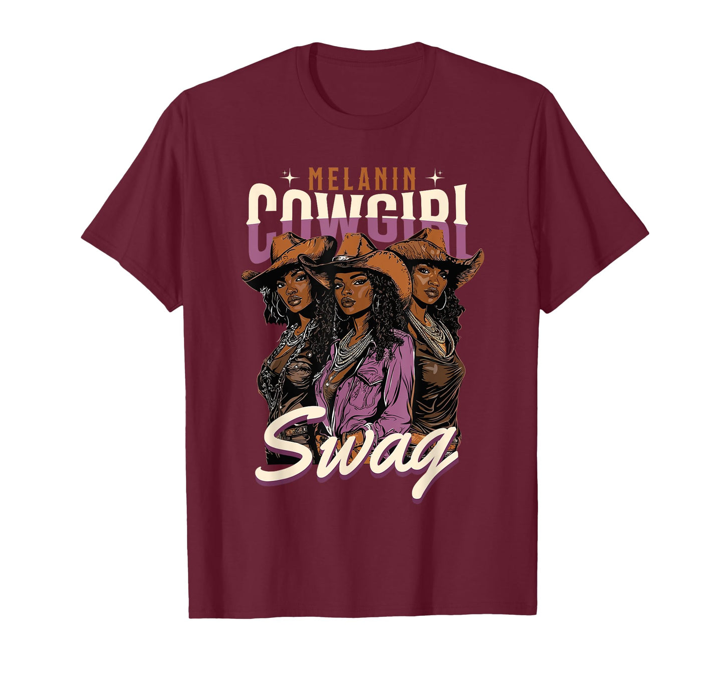 Melanin Cowgirl Swag African American History Western Rodeo T-Shirt