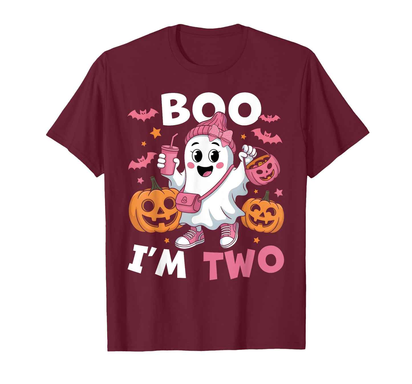 Ghost Boo I'm Two 2nd Birthday Kids Halloween Groovy T-Shirt