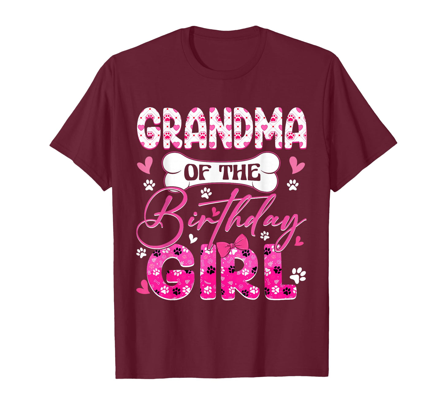 Grandma Of The Birthday Girl Dogs Paw Theme Family Party T-Shirt