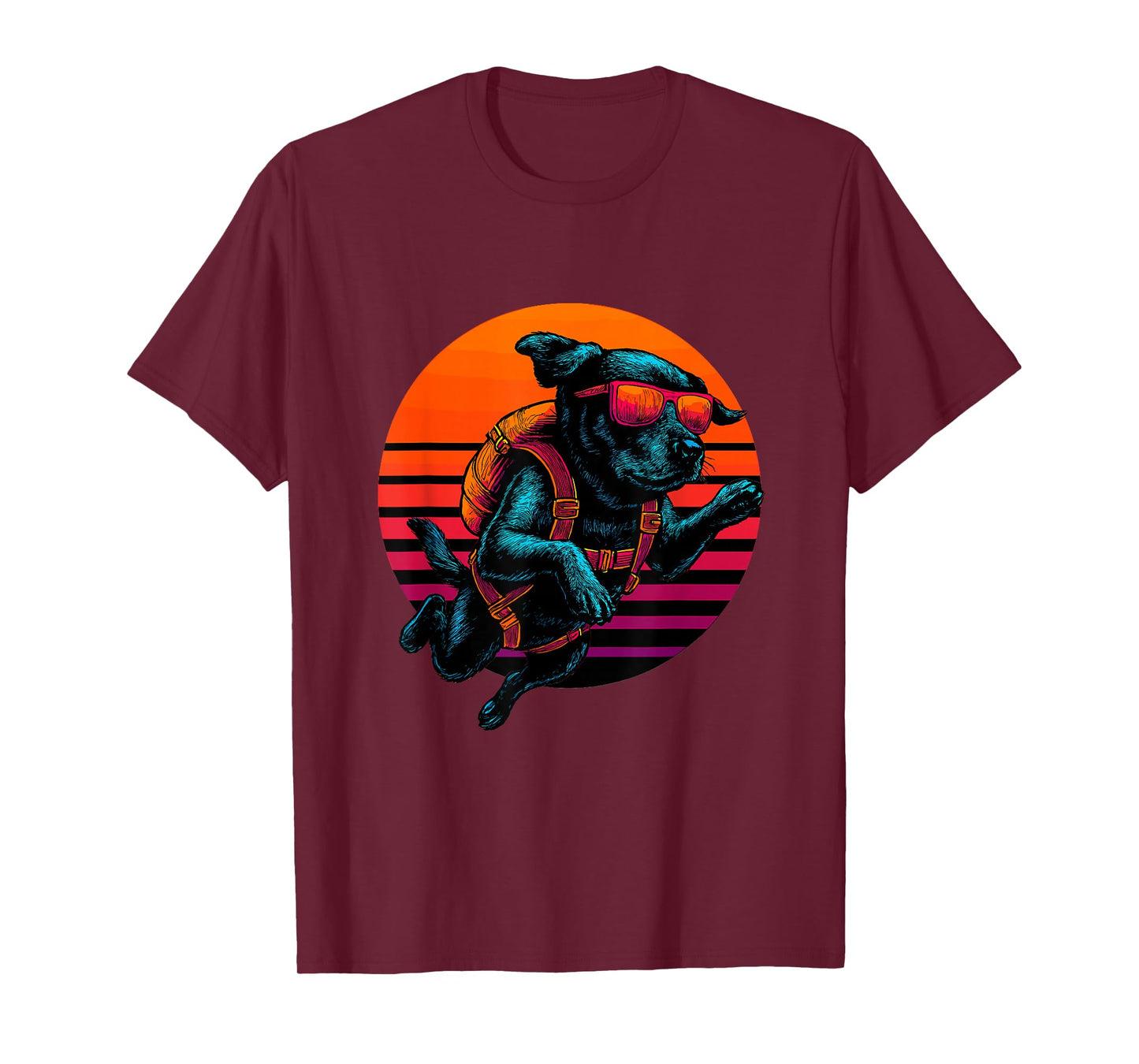 Retro Dog Skydiving Skydiver T-Shirt