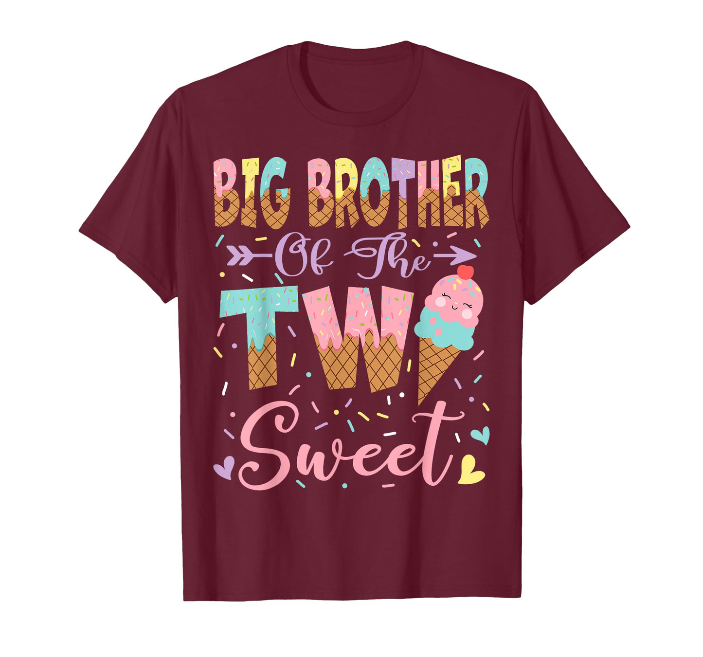 Big Brother Of The Two Sweet 2Nd Birthday Summer Ice Cream T-Shirt