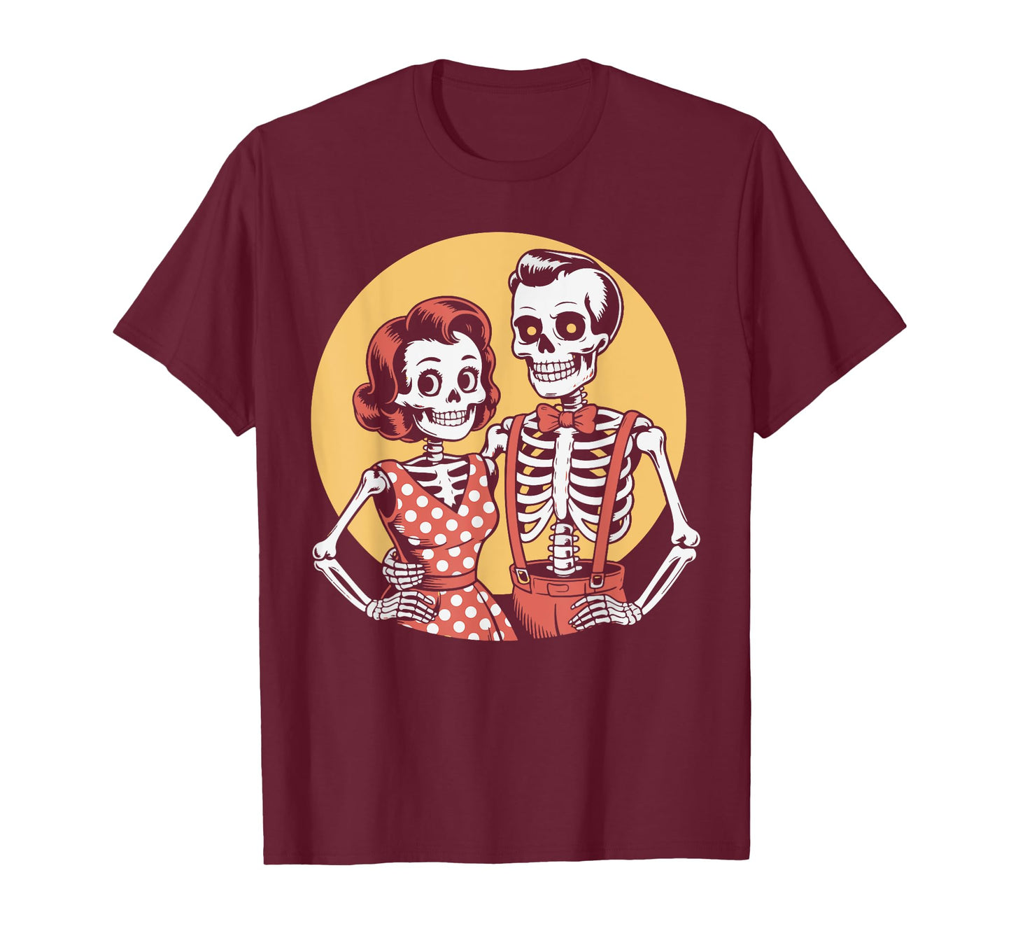 Vintage Halloween Skeleton Couple in Love Spooky Romance T-Shirt