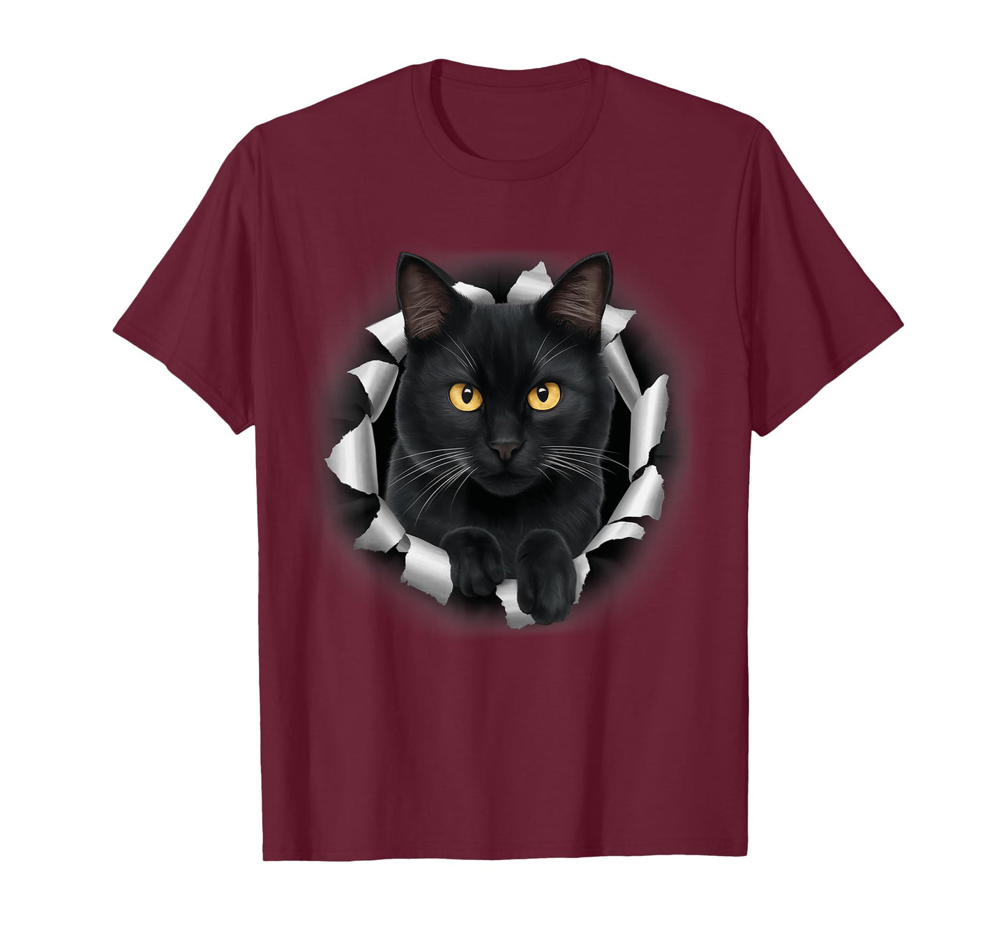 Cute Black Cat Looks From Torn Fabric For Cat Lover T-Shirt for Men Women Kids
