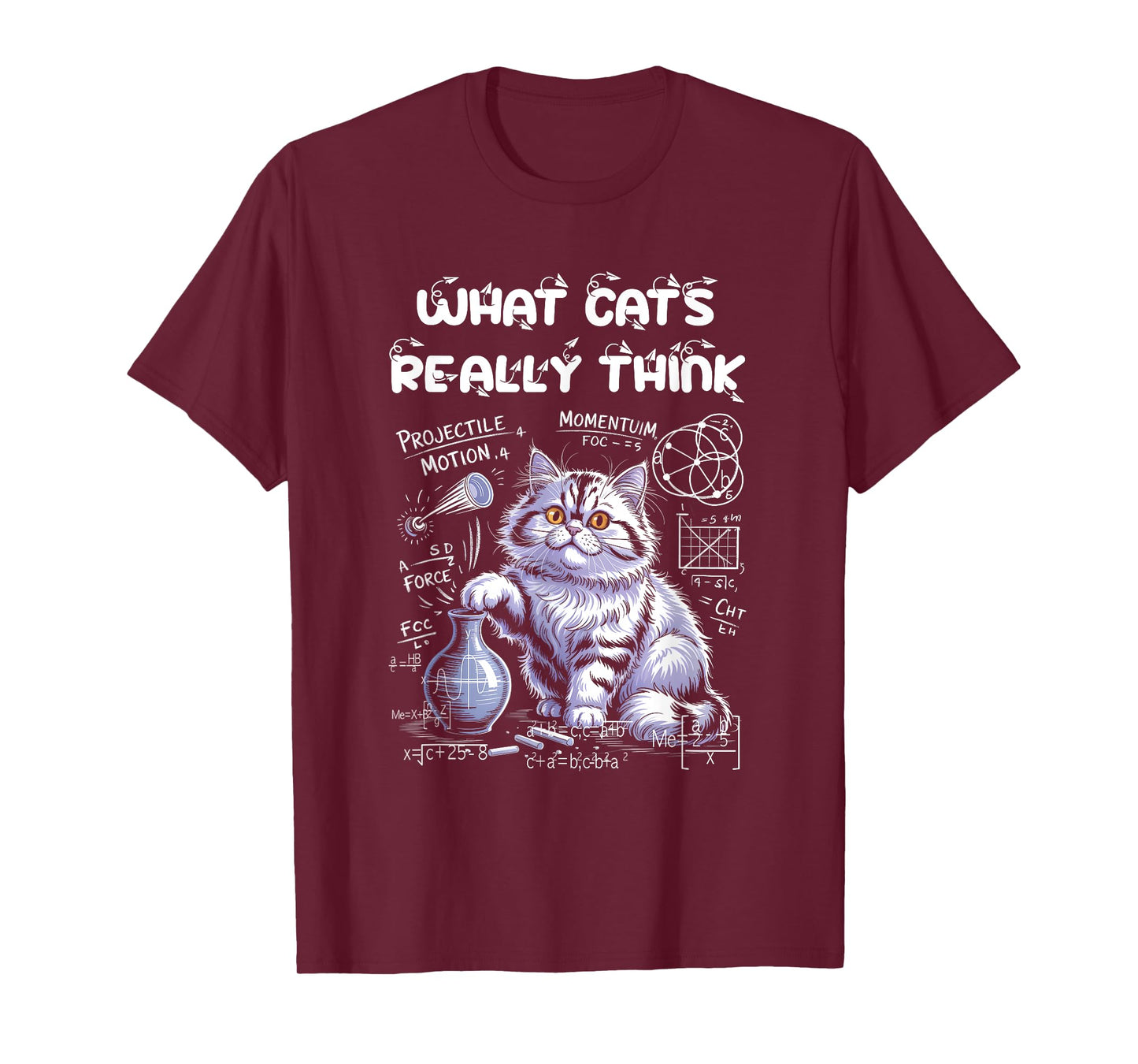 Funny Cat Physics Science Curiosity What Cats Really Think T-Shirt