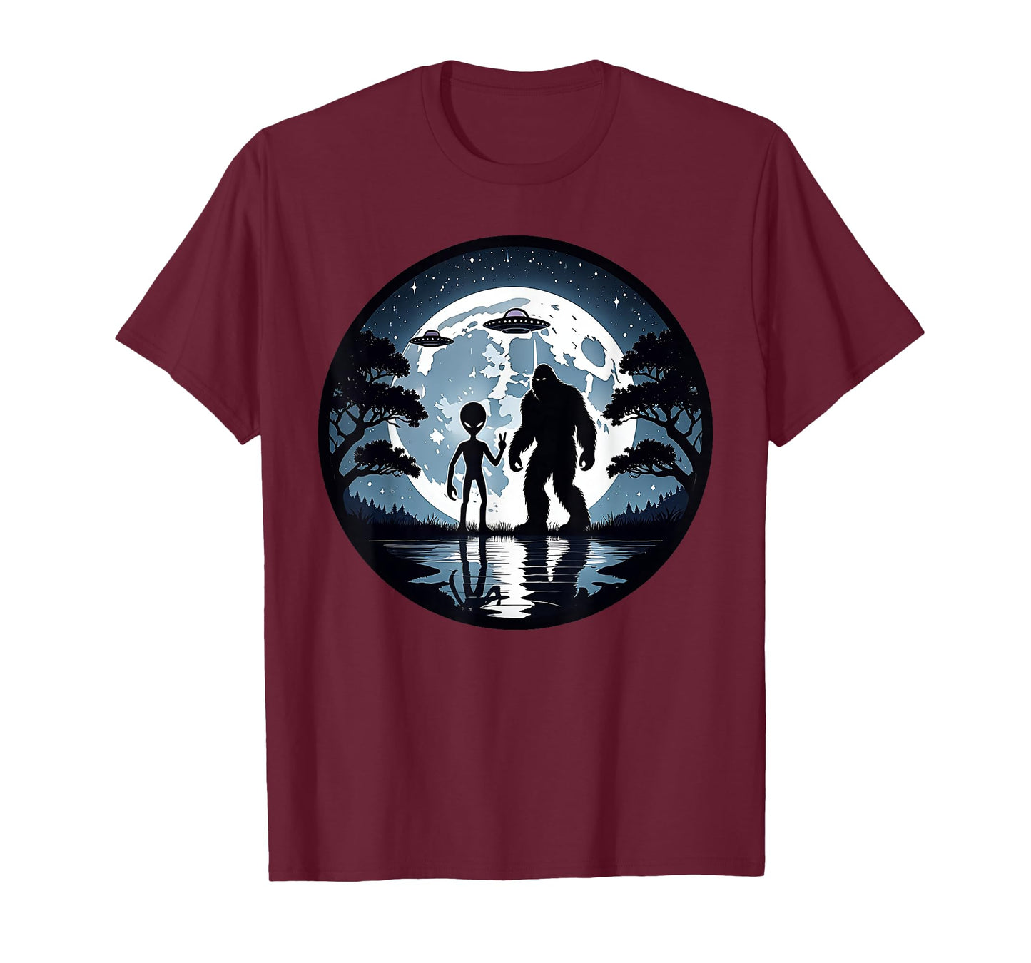 Alien Bigfoot Moon Sasquatch UFO Extraterrestrial Men women T-Shirt