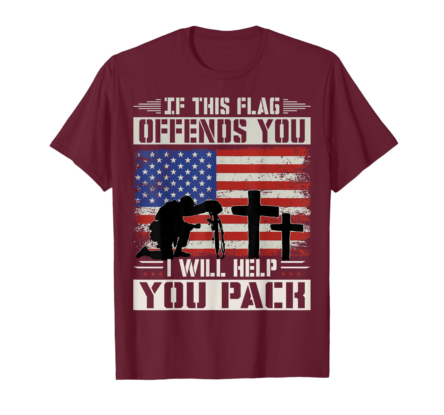 If This Flag Offends You I'll Help You Pack US Flag T-Shirt