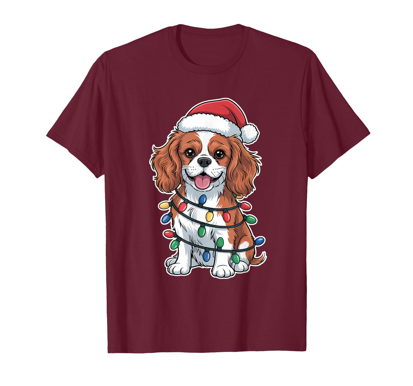 Cavalier King Charles Spaniel Wrapped in Christmas Lights T-Shirt