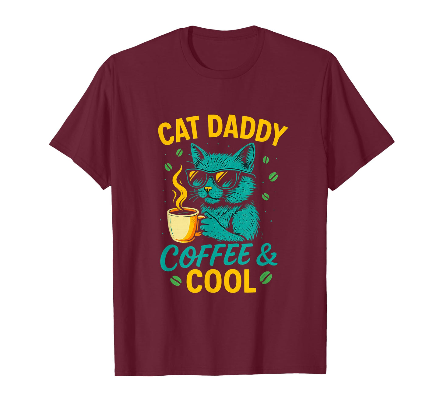 Cool Daddy Funny Coffee Cat Dad Fathers Day T-Shirt