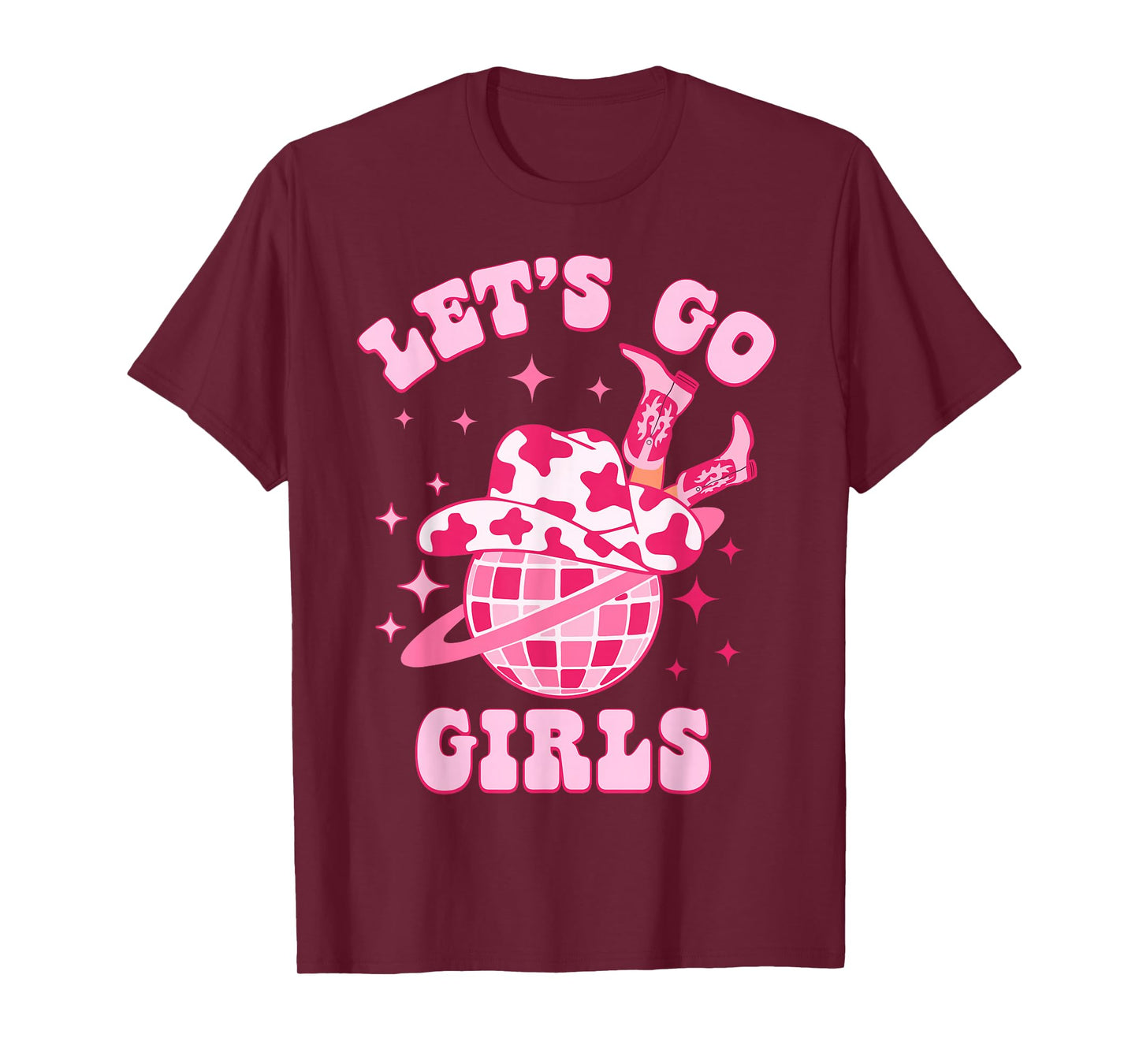 Let's Go Girls Western Cowgirl Groovy Bachelorette Party T-Shirt