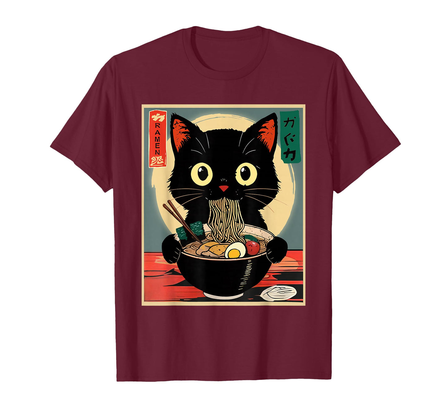 Kawaii Cat Anime Gifts Cat Ramen Graphic Tee Japanese T-Shirt