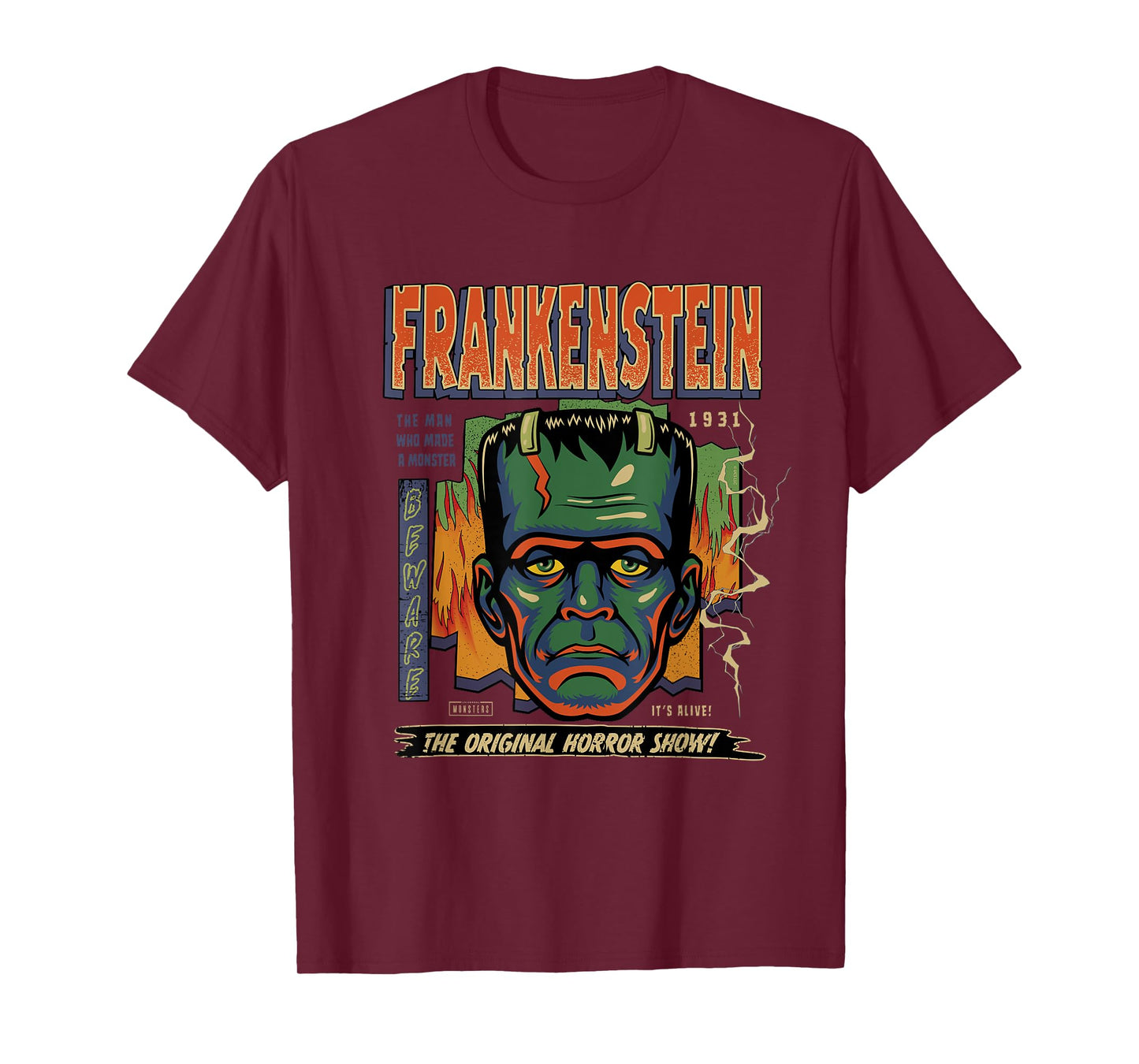 Universal Monsters Frankenstein Vintage Halloween Mask T-Shirt
