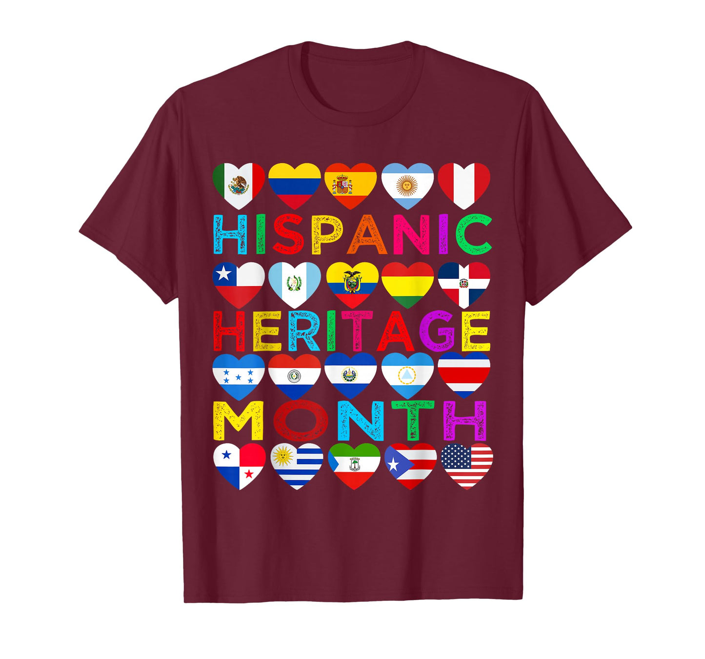 Hispanic Heritage Month National Latino Countries Flags T-Shirt