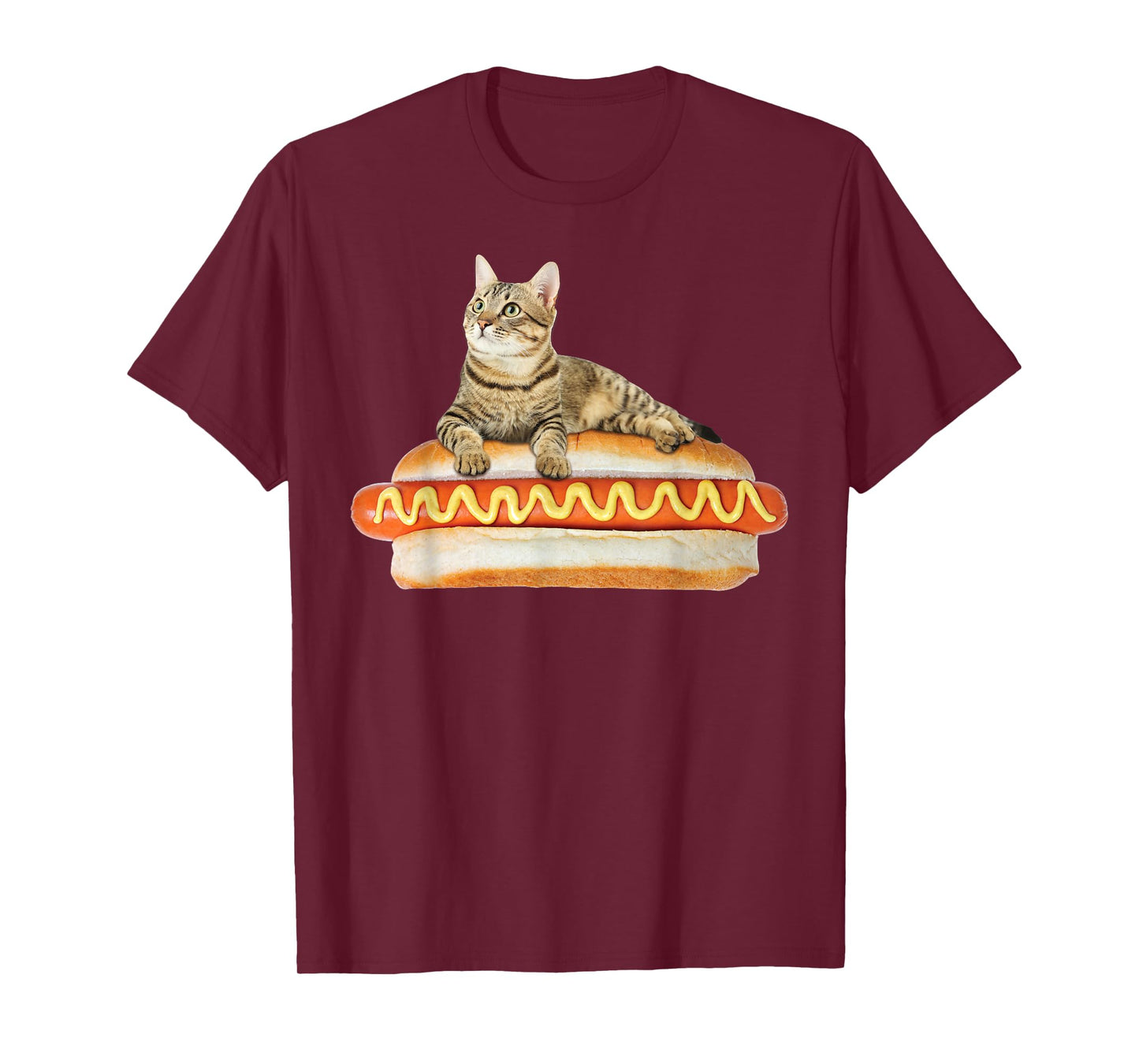 Funny Hot Dog Cat Tshirt by Zany Brainy, Cute Kitty Food Tee T-Shirt